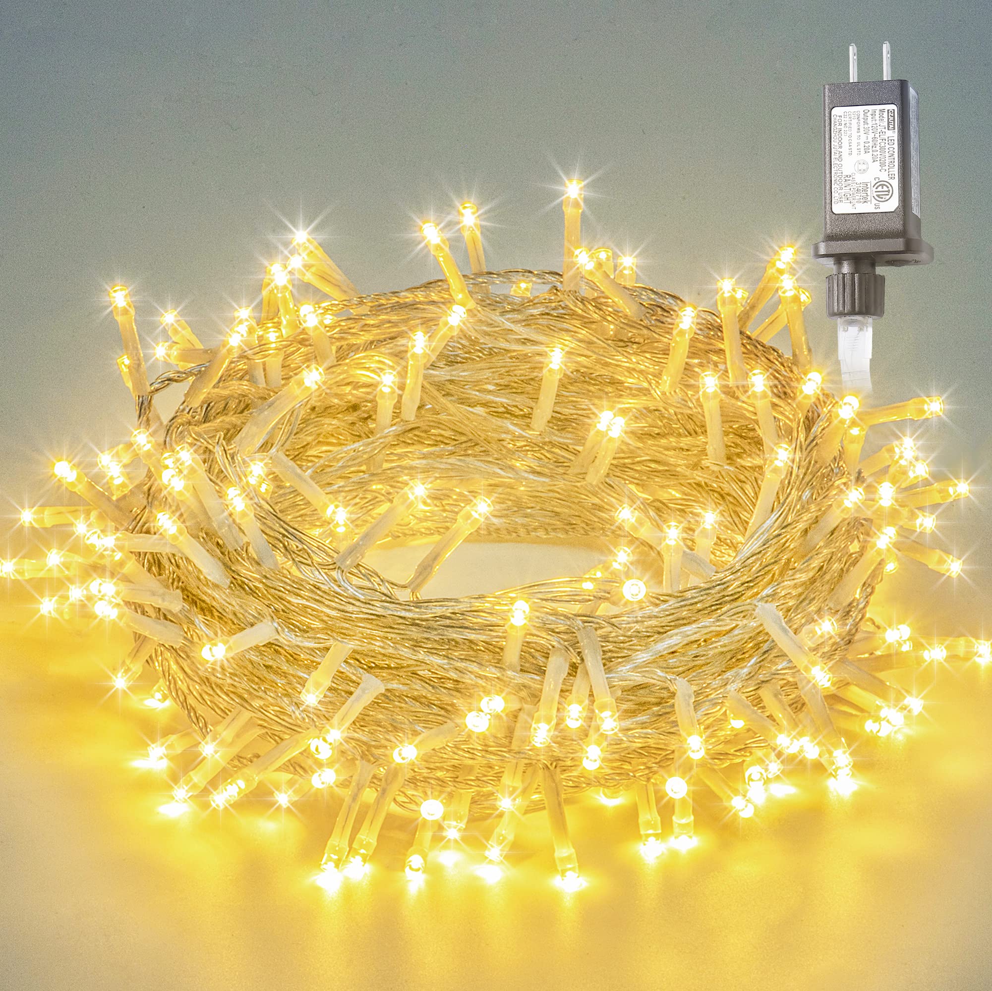 oopswow Warm White String Lights 33ft 100 LED with 8 Modes, Waterproof Plug in Twinkle Fairy Lights Indoor Outdoor for Holiday, 