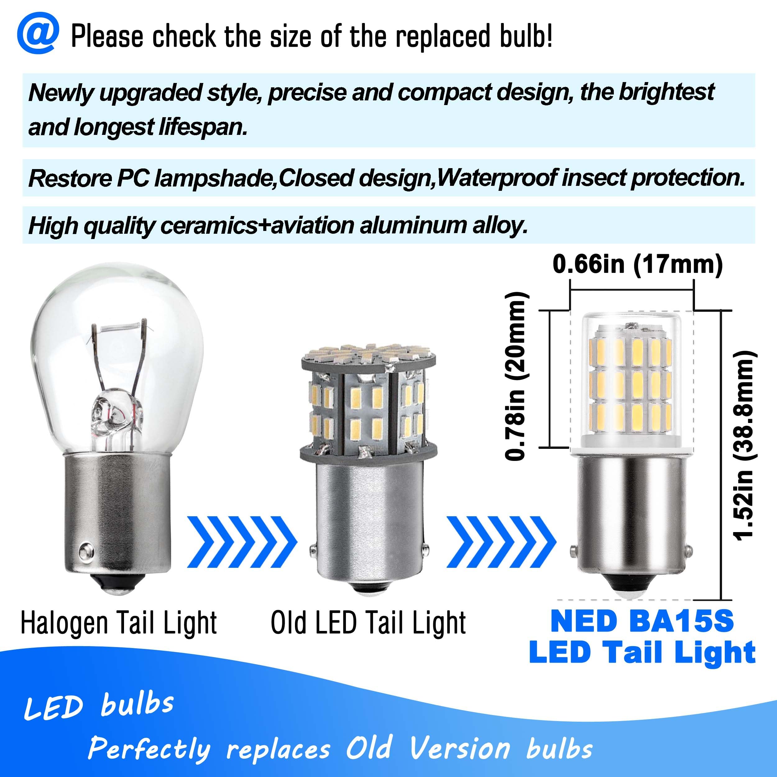 Heifymi 1156 LED Bulb 12V 24V BA15S Super Bright 6000K Daylight White Replacement Lights, 2 Pack