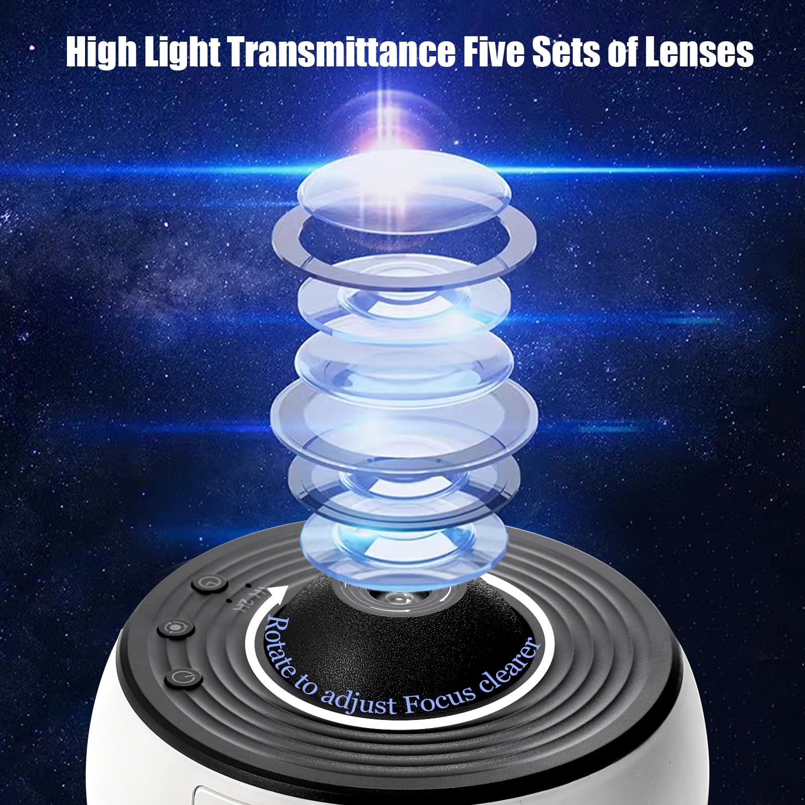 Hbaushun Galaxy Projector - 360° Rotating Star Light with 13 Discs, White & Black, Model BL-DQY02 for Home Bedroom Decor