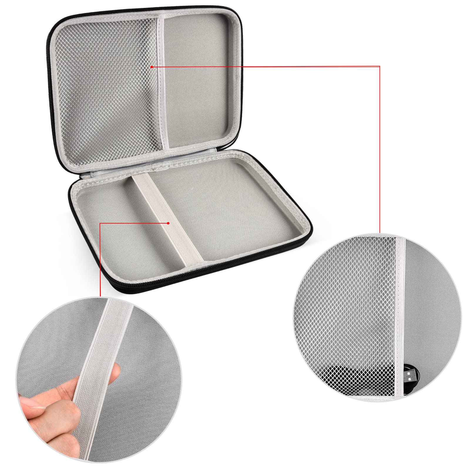 GWCASE Book Light Case for Glocusent/Vekkia/LITOM LED Neck Light - Black, EVA Material, USB Cable Storage Holder