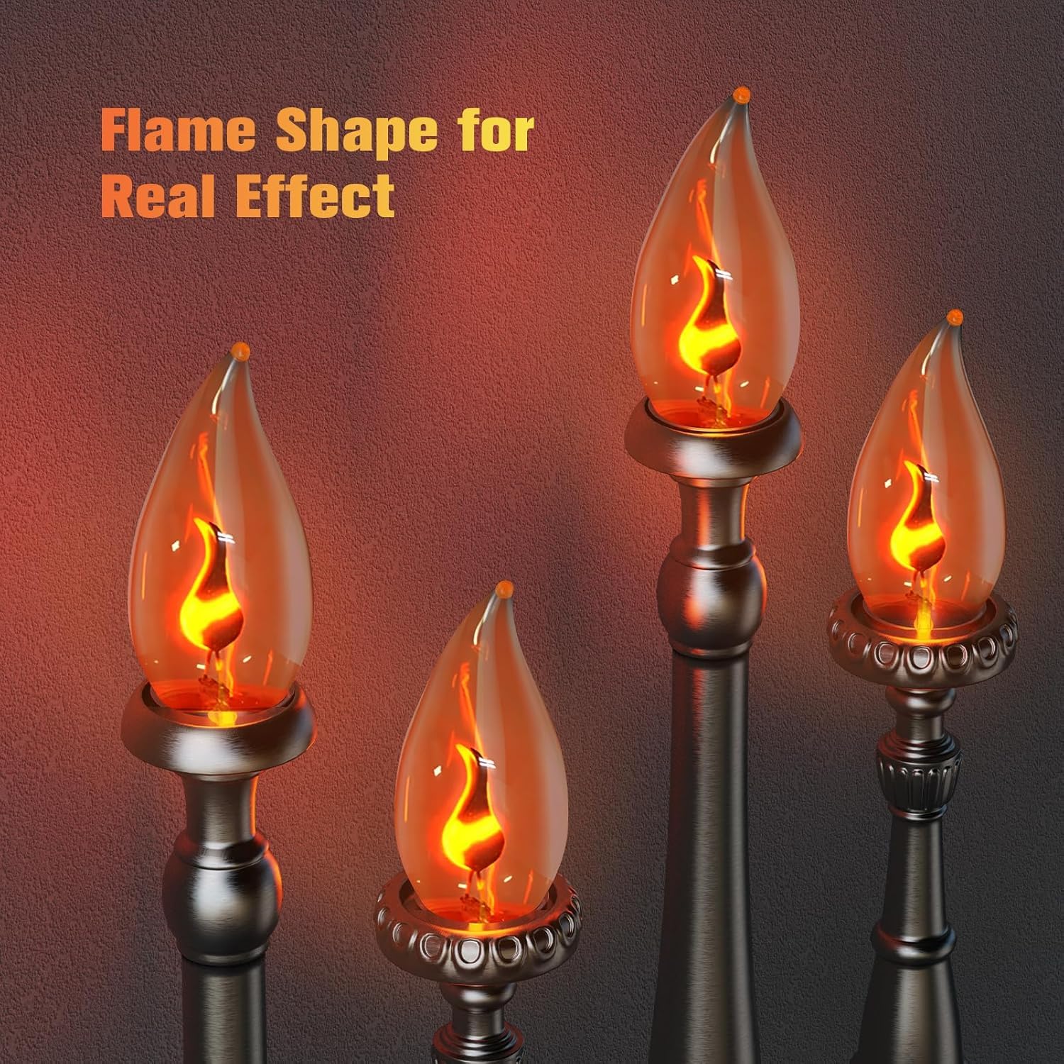 Hompavo Upgraded Flame Light Bulbs, E26 Flickering Fire Light Bulbs Flame Candle For Halloween Christmas Party Patio Porch Home