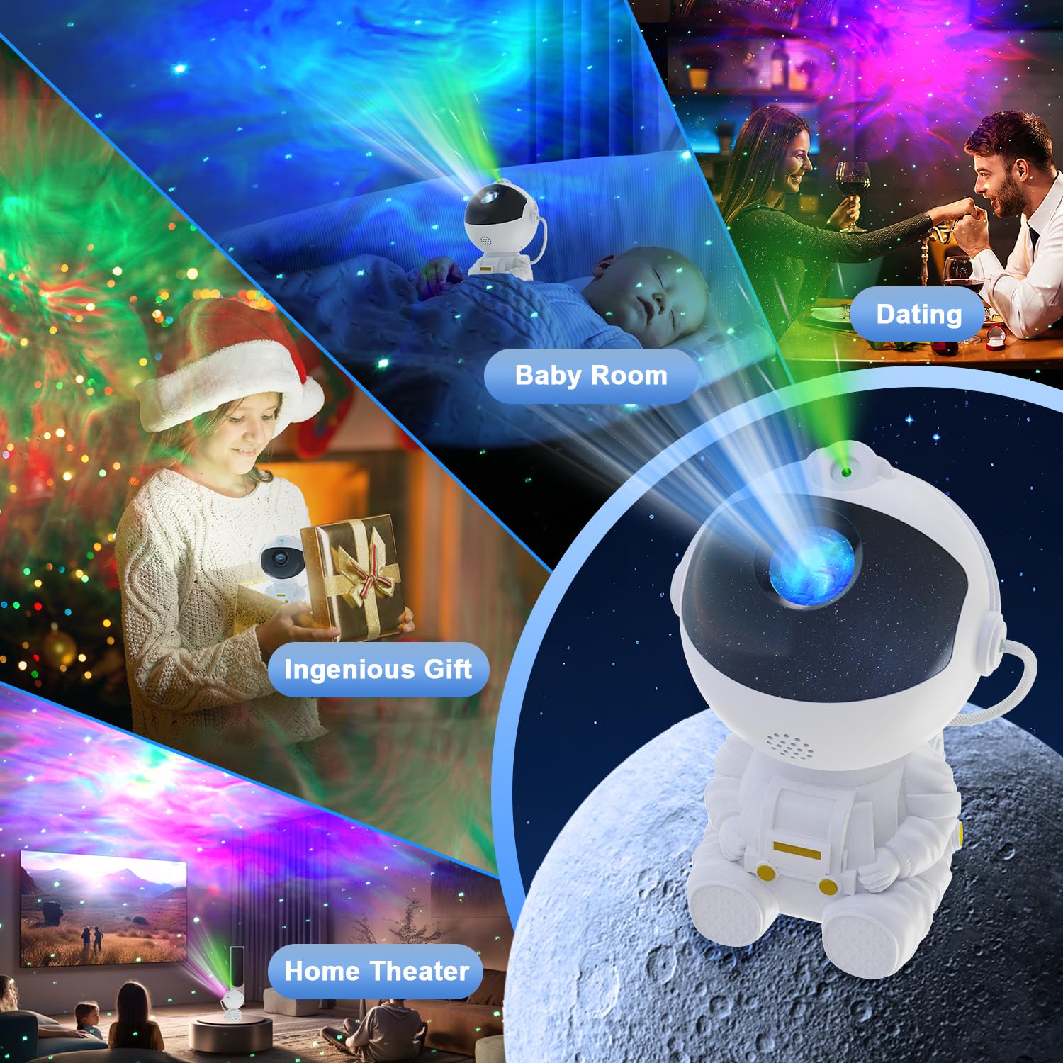 Astronaut Galaxy Projector - Star Projector Galaxy Light For Bedroom, Led Night Light For Kids Room With Timer And Remote, Room