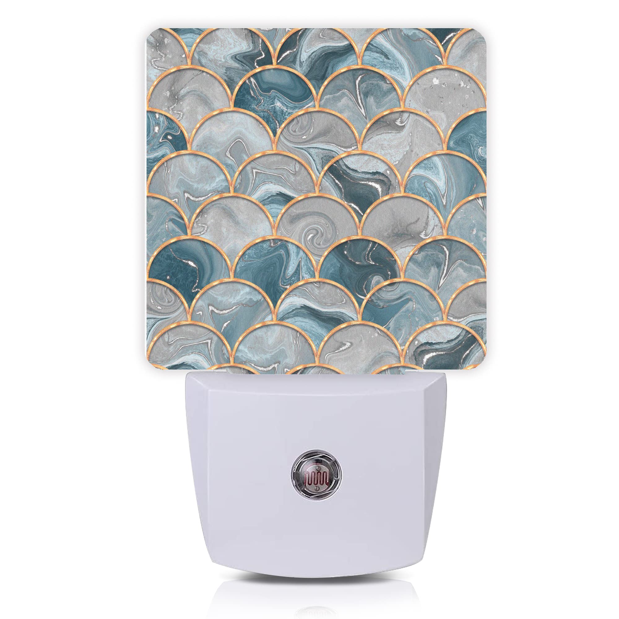 Smoaffly LED Night Light - Mermaid Fish Scales Marble, Auto Sensor, Dusk-to-Dawn, Model XD-FXYD-LST07