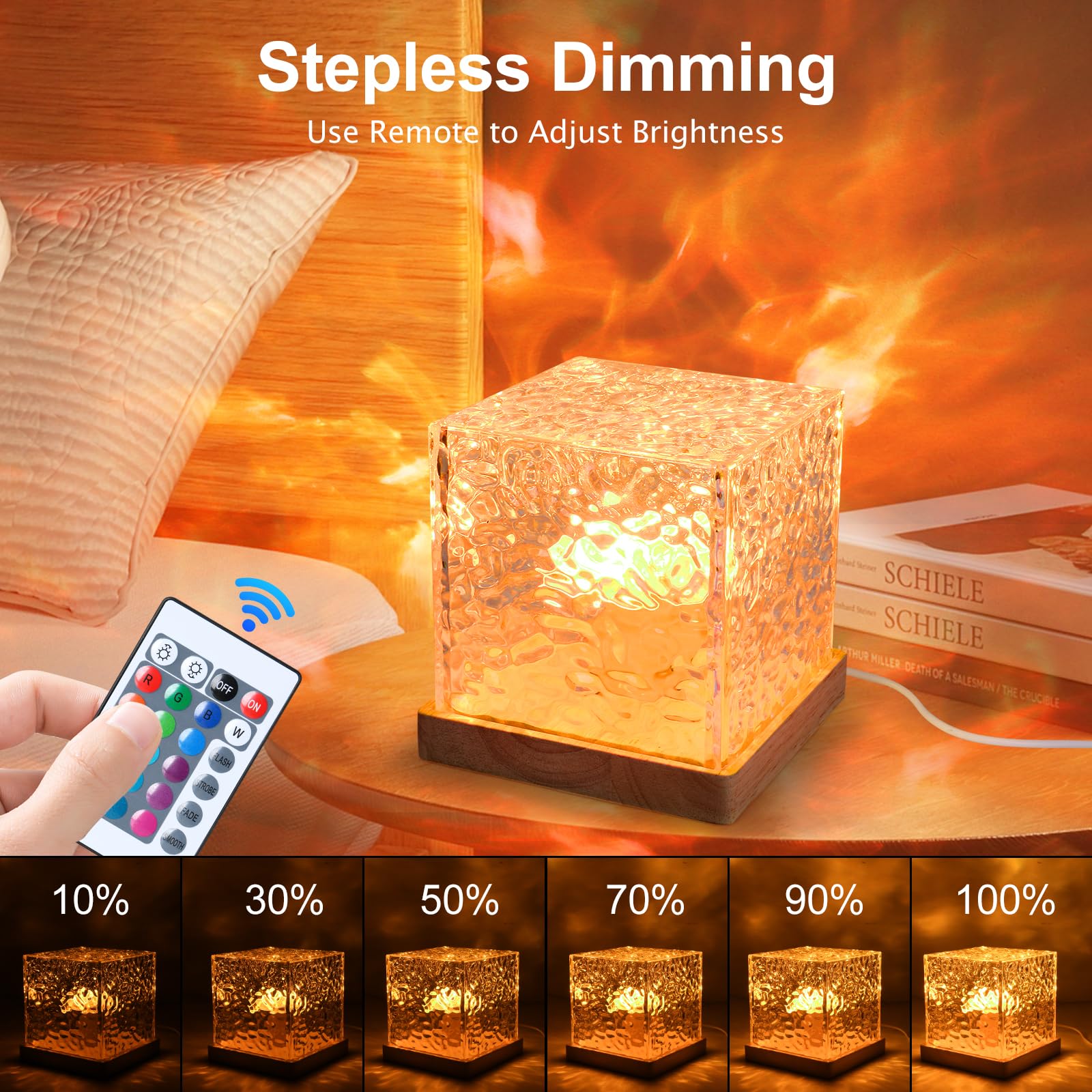 Avkast 2 Packs Cordless Luminorthe Cube Lamp,Aurora Glow Lamp Ocean Lamp Northern Lights Cube Ocean Wave Projector With 16 Color