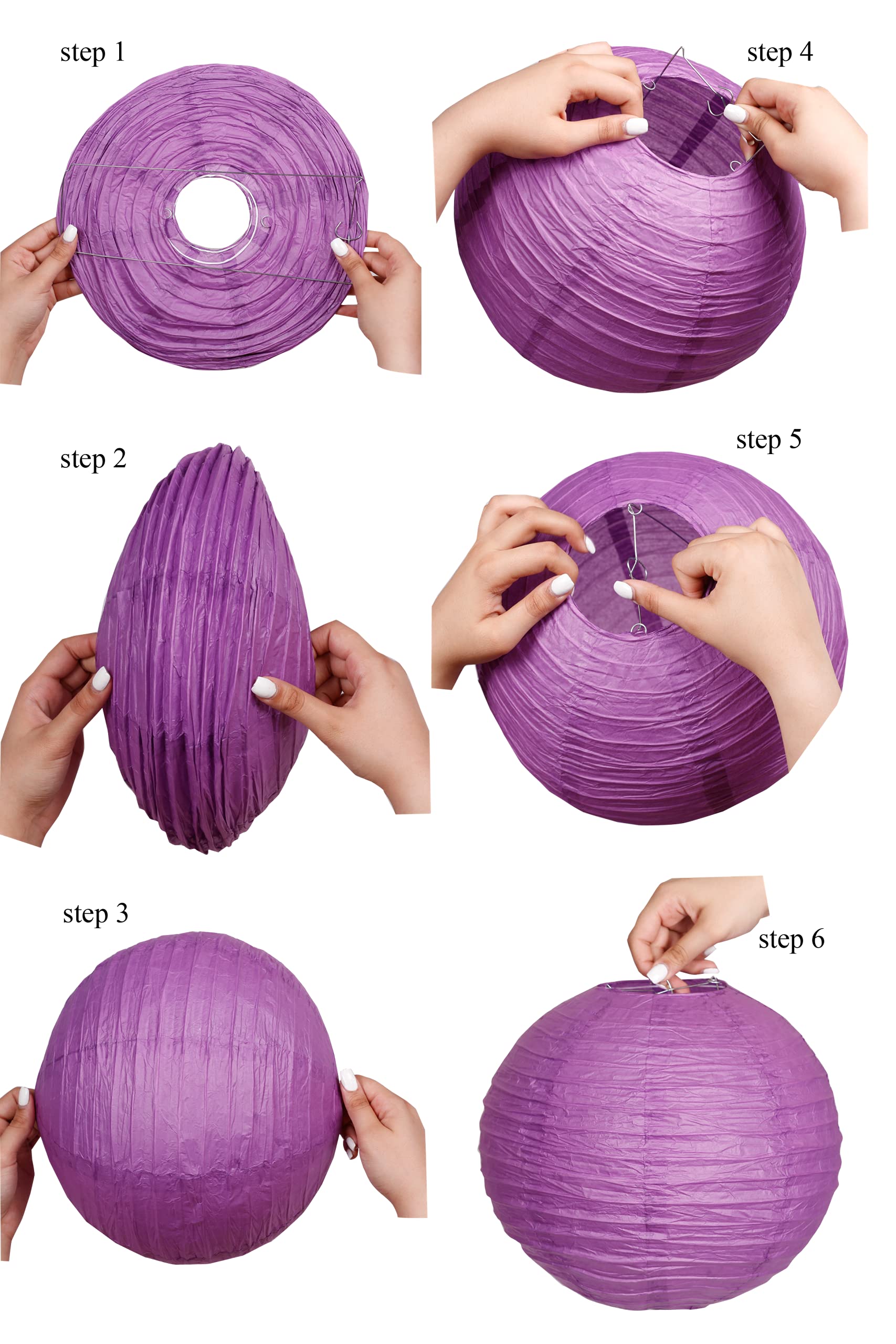 Pack Of 3 Round Paper Lanterns Lamp Wedding Birthday Party Decoration (Purple, 18''/45Cm)
