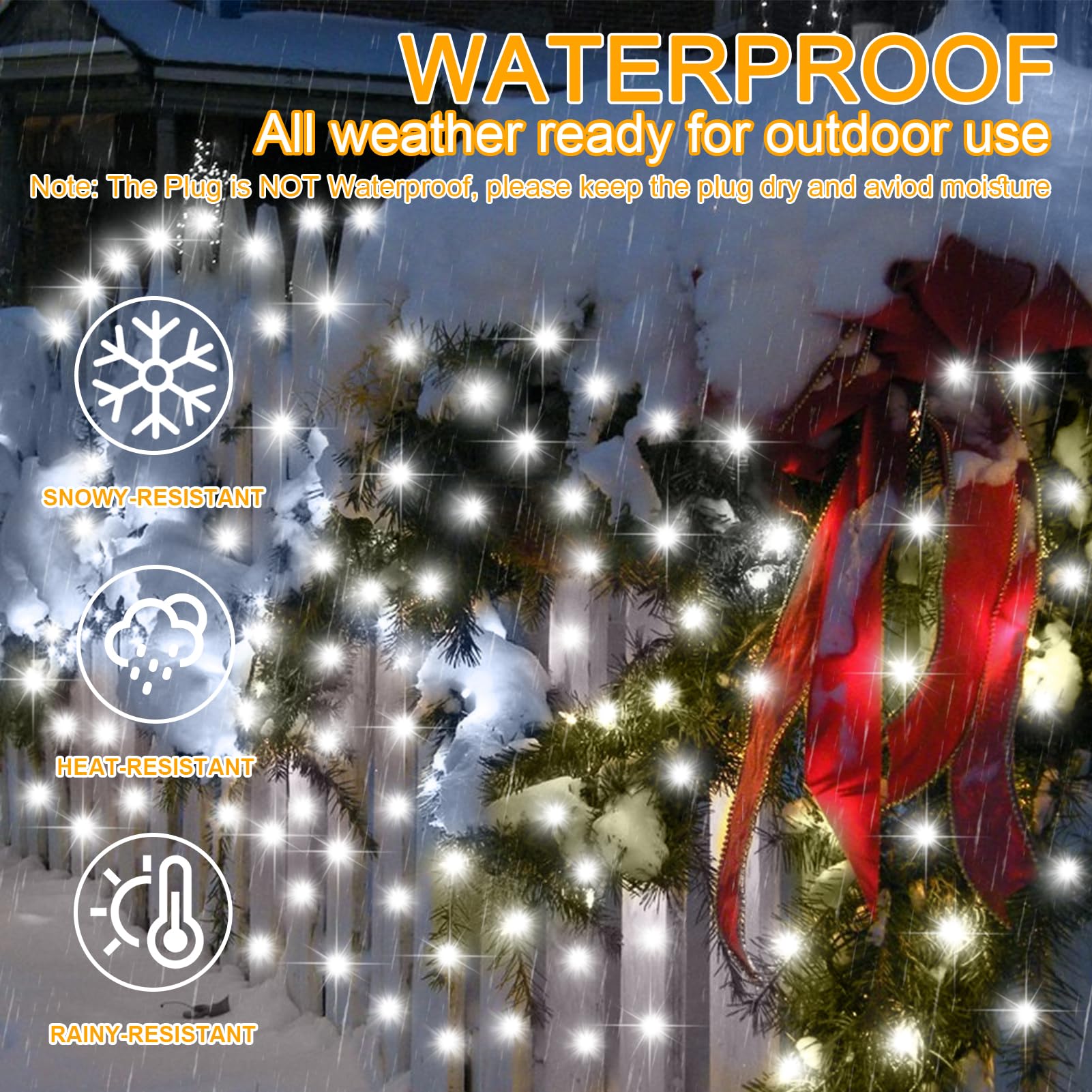 Flvoecn 98Ft 200Led F8 Upgraded Christmas Lights Outdoor Decorations 8 Modes & Memory Timer Christmas Lights With Plug In Waterp