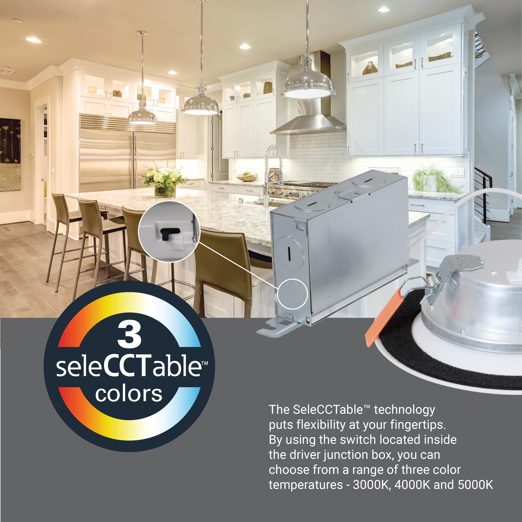 HALO 6-Inch Canless LED Recessed Light, Selectable 3000K/4000K/5000K, 800 Lumens, White, Model LT6089FS