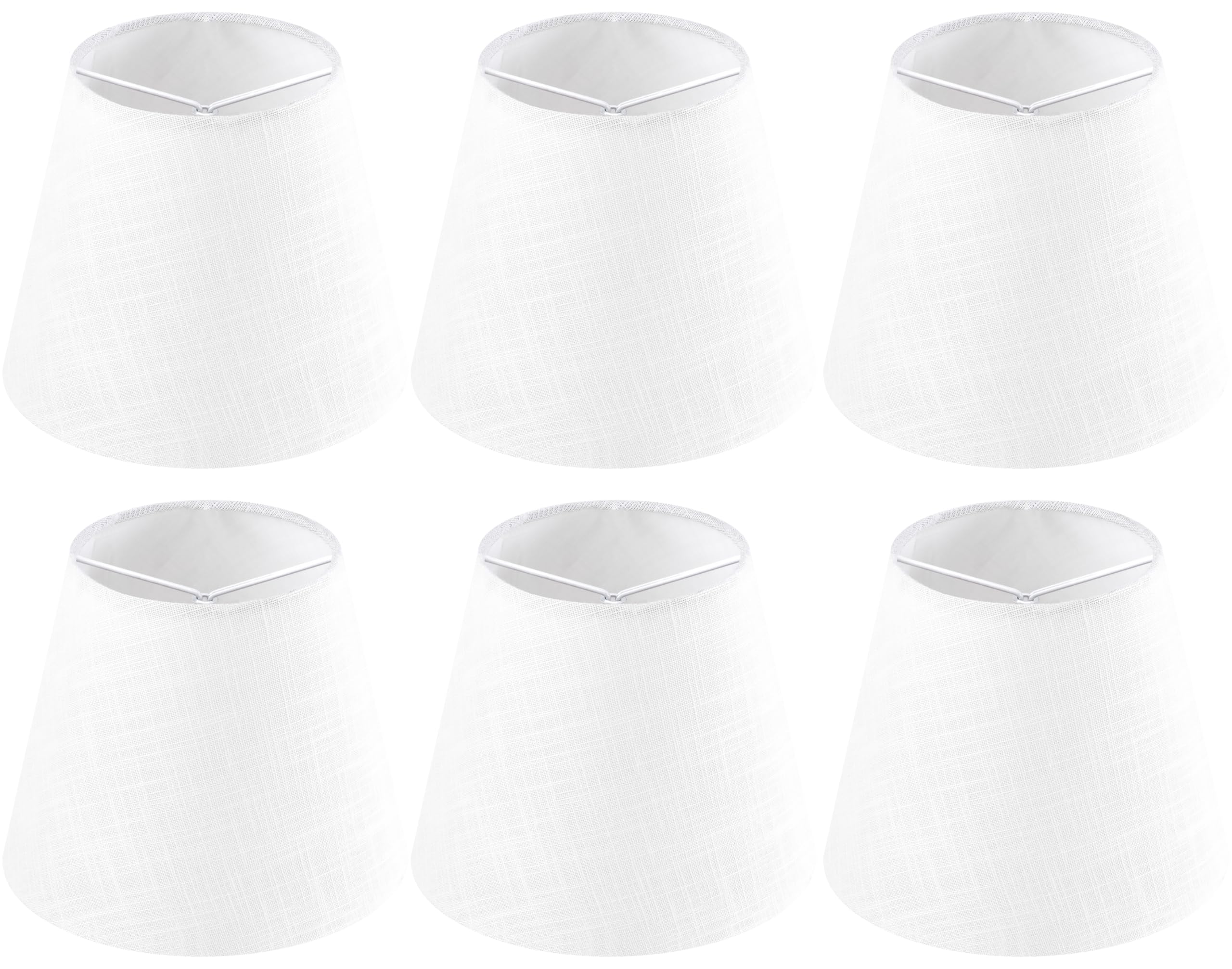 GO&SO Linen Small Lamp Shades for Chandelier, Clip on Lamp Shade Set of 6 White Lamp Shade, 4x6x5 IN Mini Lamp Shades, Modern Ba