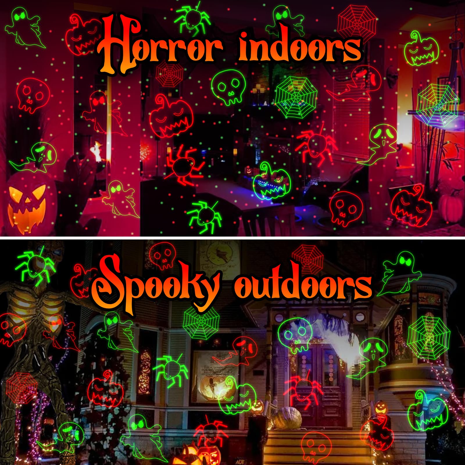 Halloween Projector Lights Outdoor, Remote Control, Waterproof Halloween Decor Energy Saving High Brightness, Timer, 3 Light Mod