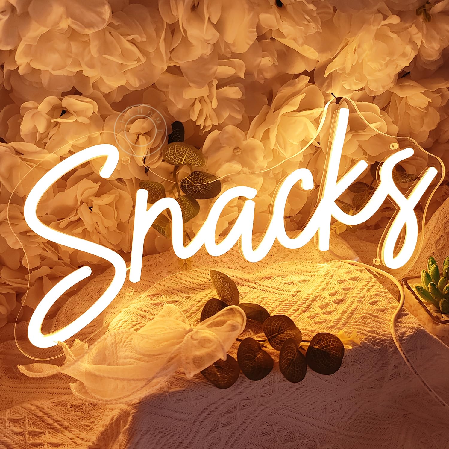 SYLHOME Neon Light Sign for Snacks - Warm White Decor for Coffee Cake Candy Bar Shop, Wedding, Birthday - 15.75inx6.89in