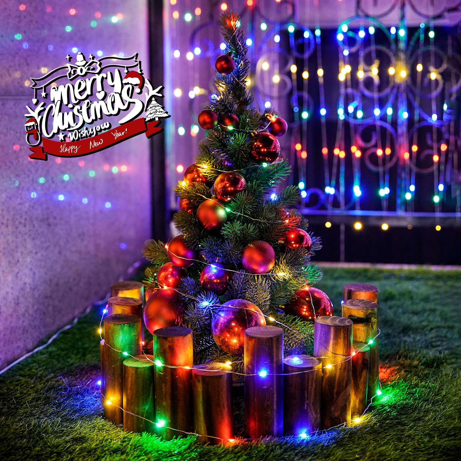 Jmexsuss 8 Pack 50 Led Multicolor Christmas Fairy Lights Battery Operated - Each 16 Ft Christmas Tree Multicolor Lights Indoor Outdoor Decorations