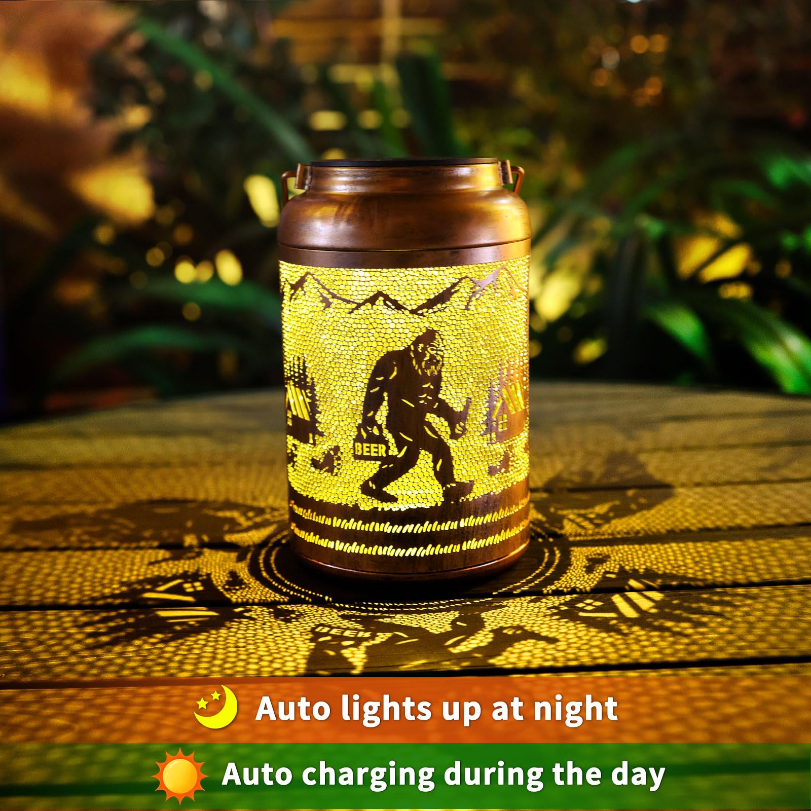 2Pack Solar Lanterns Outdoor Waterproof Hanging Bigfoot Solar Lights Big Foot Sasquatch Gifts For Women Mom Grandma Metal Decorative Led Light For Garden Decor  Yard  Patio  Lawn  Porch