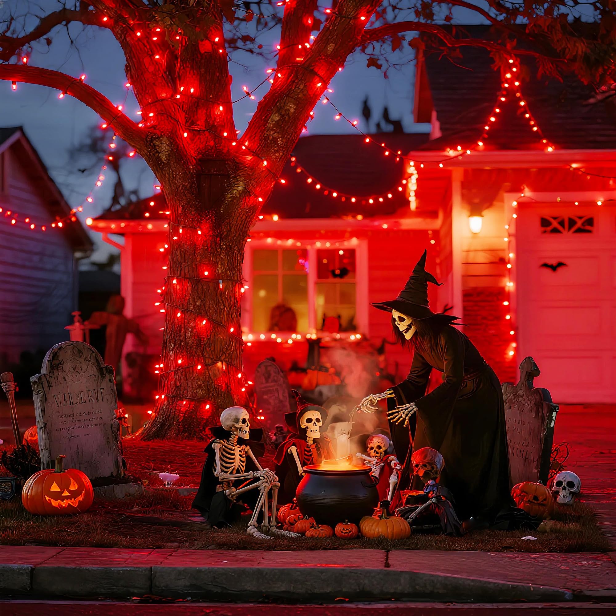 JMEXSUSS 500 LED Red Outdoor Twinkle Lights, 173ft Waterproof Christmas Lights, Model EXS-S-0500