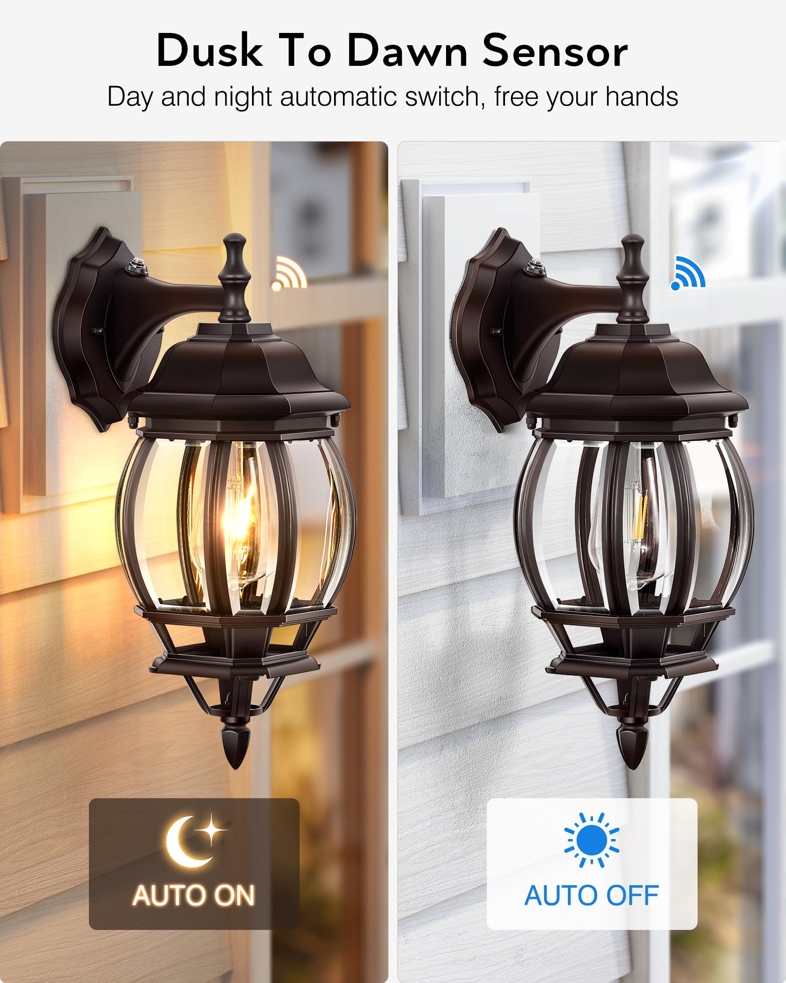 VIANIS Outdoor Wall Sconce Lantern, Oil Rubbed Bronze, Aluminum, Model V8128D1.BR, Down 1PK