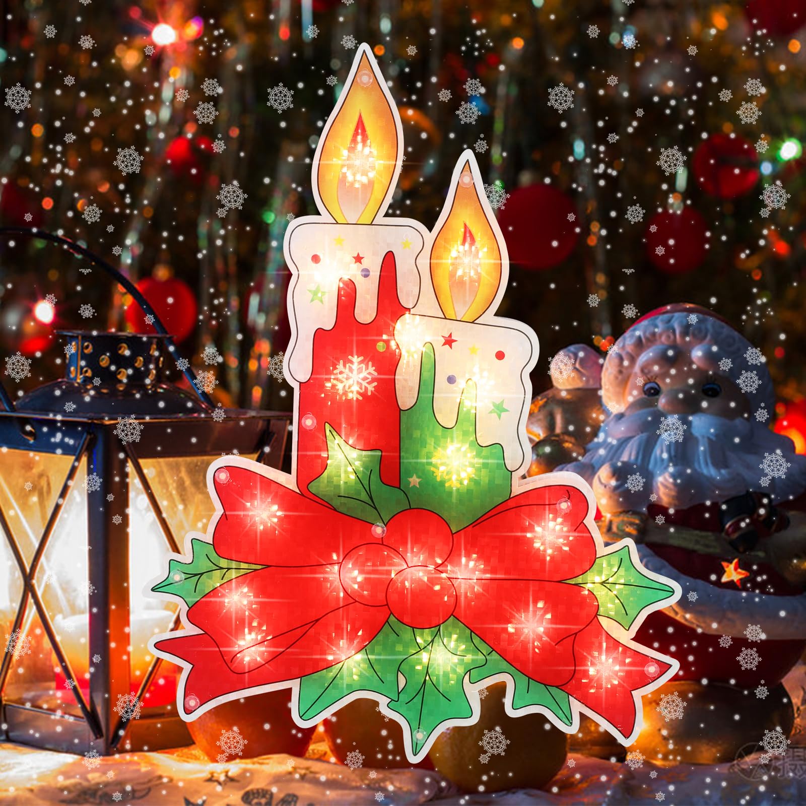 Lamphome Christmas Window Silhouette Lights Decorations, Lighted Candle Christmas Window Lights For Christmas,Party,Home,Patio Lawn,Garden