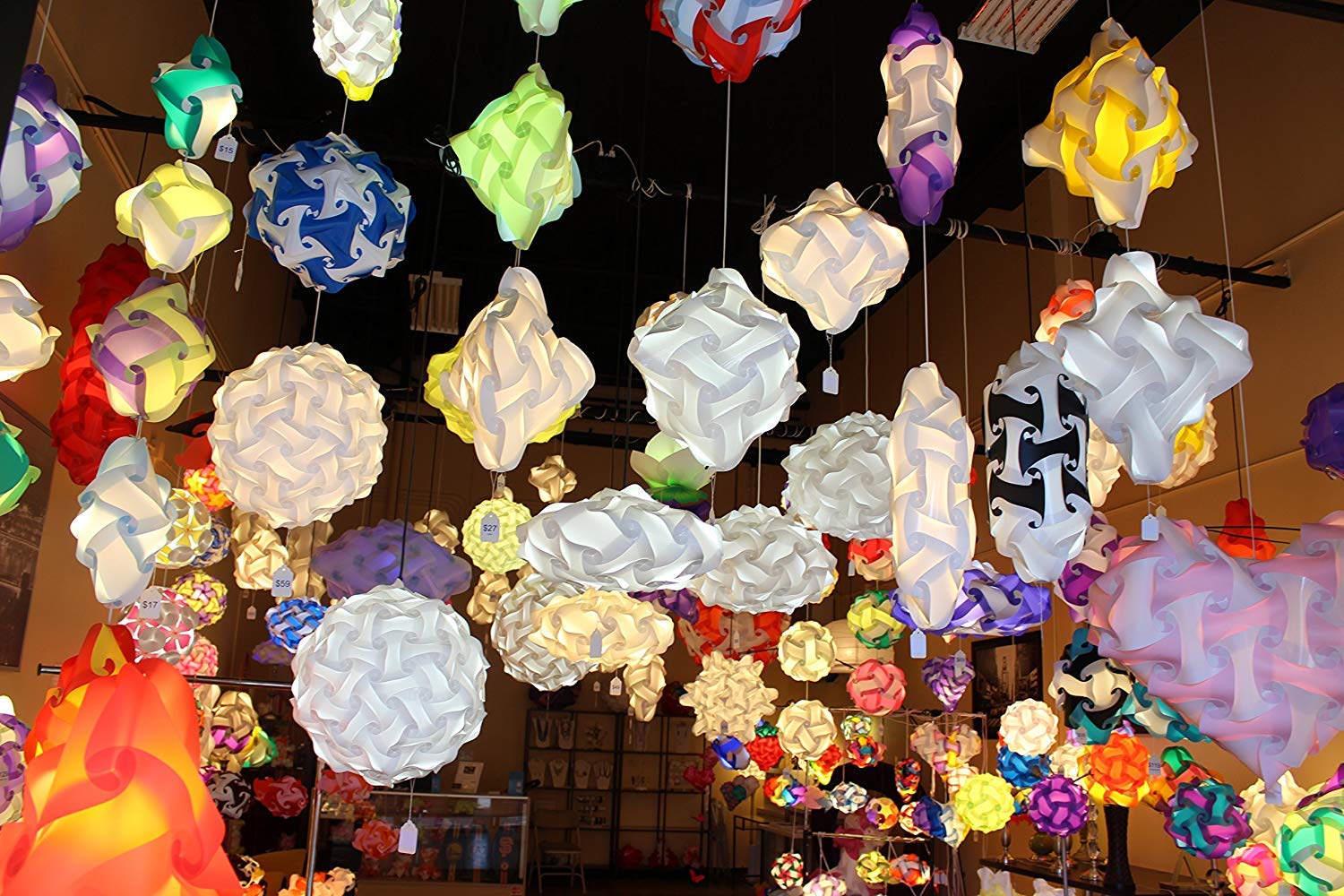 Lightingsky Diy Iq Jigsaw Puzzle Lamp Shade Ceiling Pendant Lampshade Kit With 15 Feet Hanging Cord (Purple, L-12 Inch)