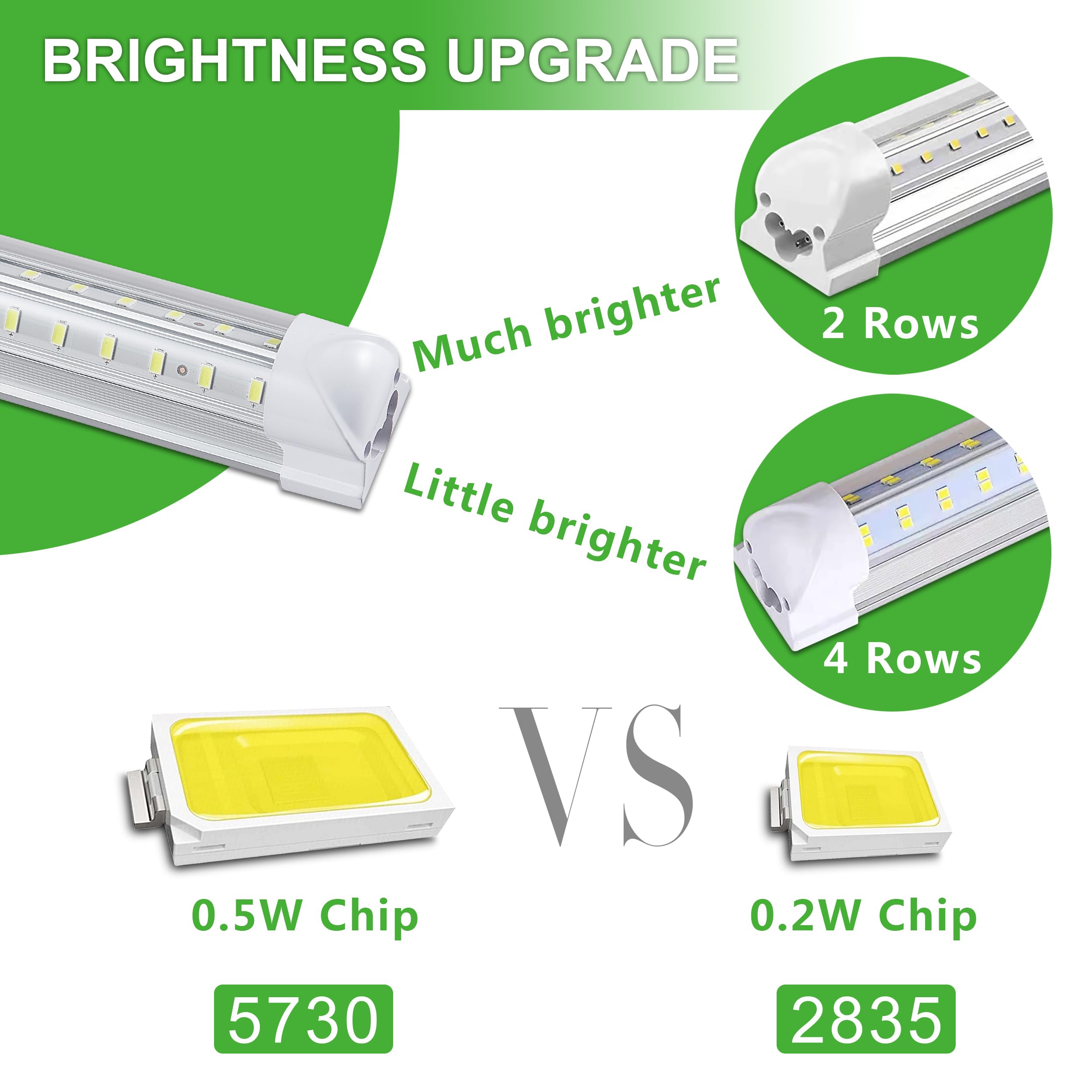 Skymoatled 4Pack 4Ft Led Shop Light Garage Lights,50W 6000K 7500Lm White Light,Hanging/Surface Mount,Plug And Play,Linkable Led