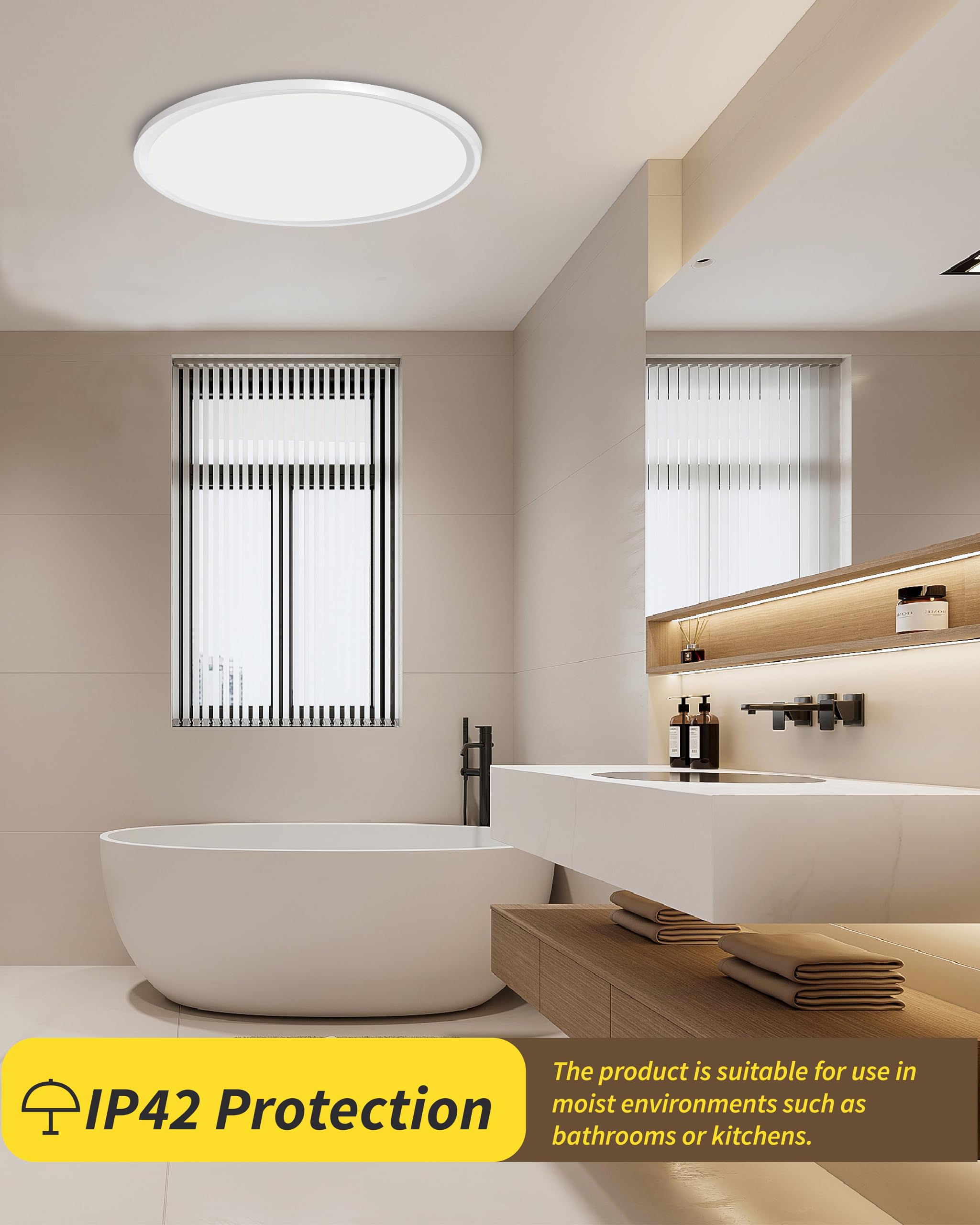 Bright Future Lighting 20-Inch LED Flush Mount Ceiling Light Panel, 40W, Dimmable, Adjustable Color, White, 2-Pack