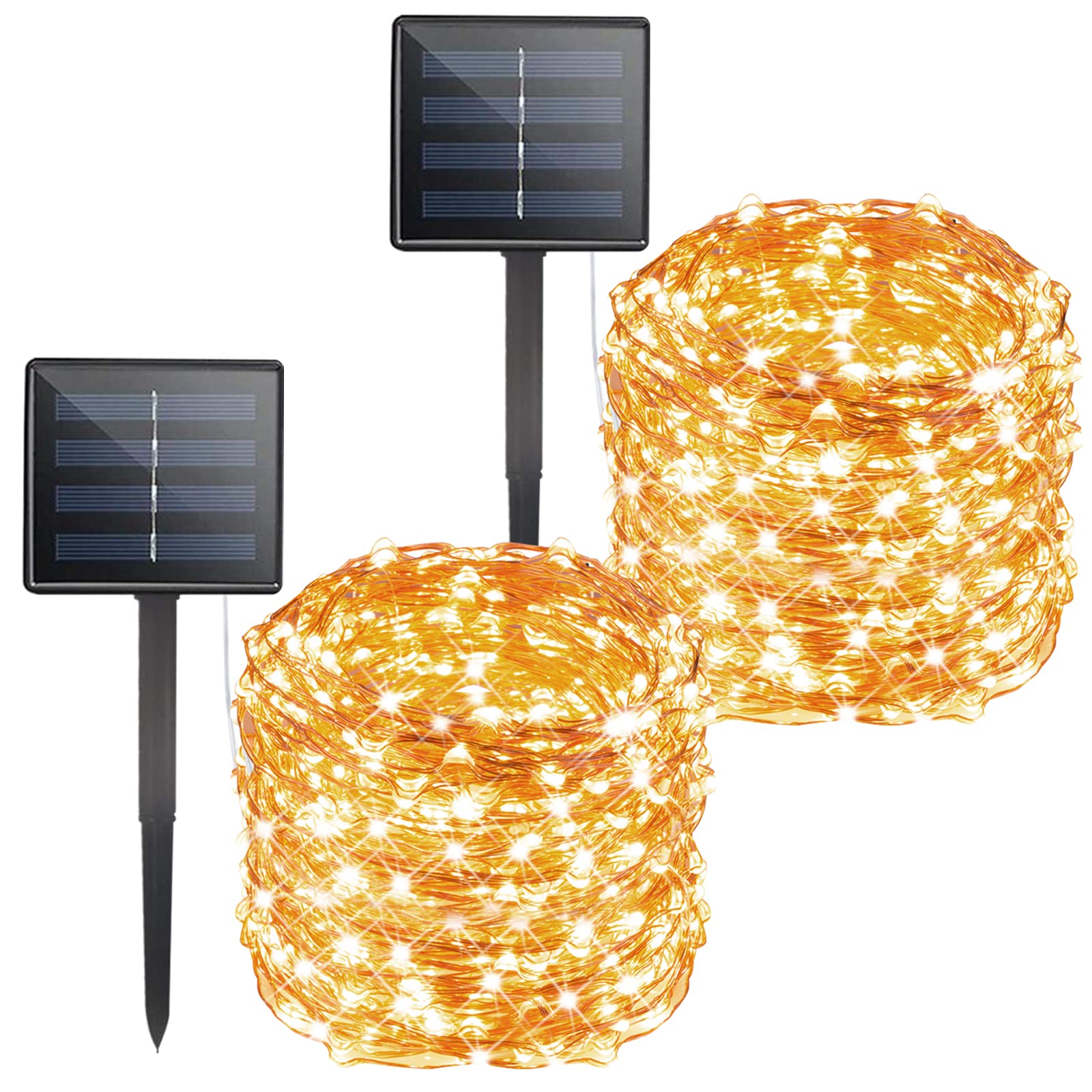 Solar String Lights Outdoor Waterproof, 2 Packs Total 132 Ft 400 Led Solar Fairy Lights With 8 Modes, Twinkle Solar Powered Outd
