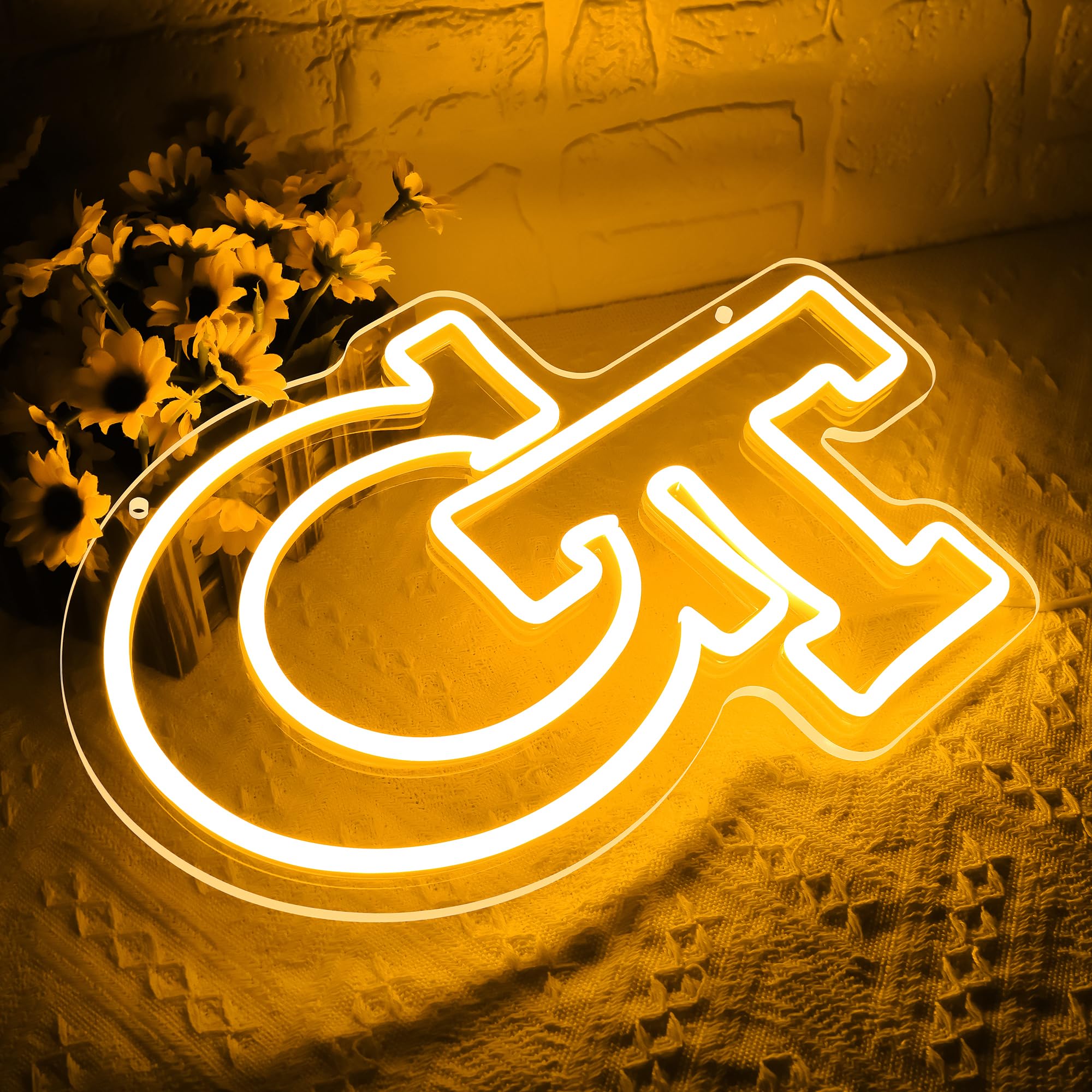 LALAON University Neon Sign LED Wall Decor - College Team Logo, 13.87*9.02in, Orange GT, Model ZKXD10010