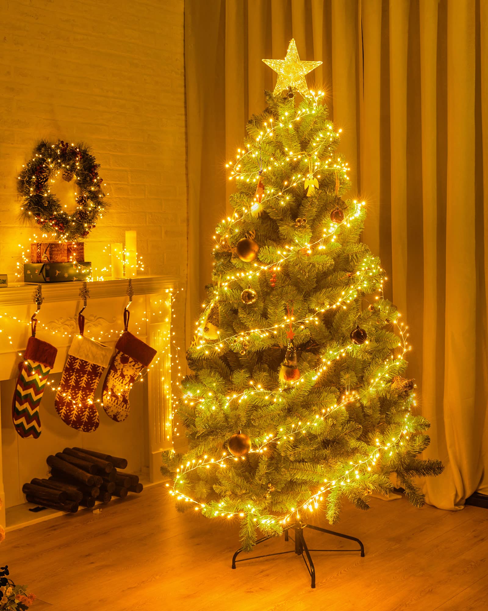 2 Pack Fairy Lights Battery Operated, Twinkle String Lights Waterproof Silver Wire 5 Feet 60 Led Firecracker Starry Lights For Diy Wreath Wedding Party Bedroom Mason Jar Holiday Christmas, Warm White