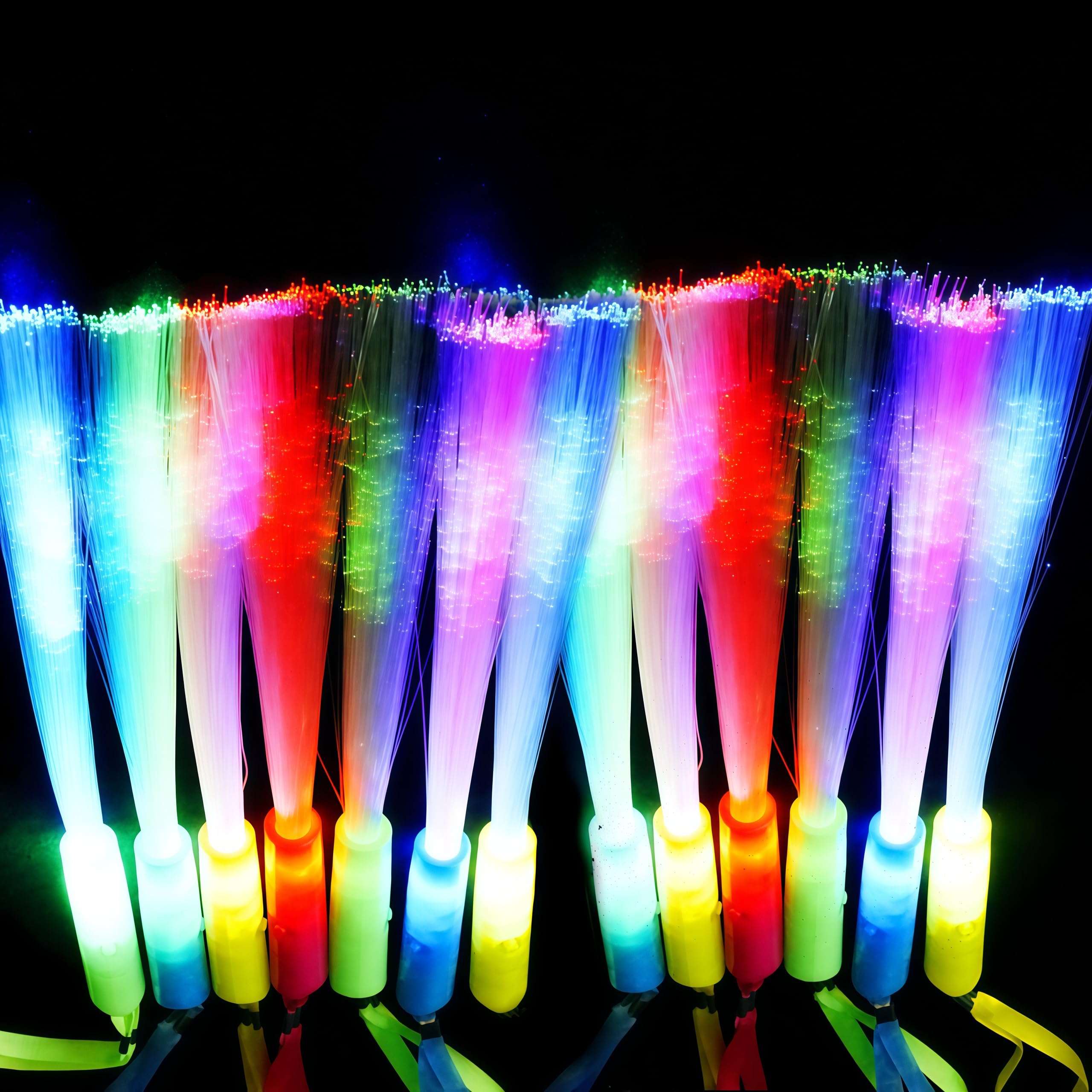 Prolpings 70Pc Glow Fiber Optic Wand Glow Sticks Led Light Up Wand Glow In The Dark Party Supplies Favors 4 Color Neon Light Up Toy Fit Thanksgiving Xmas Holiday Birthday Concert Party