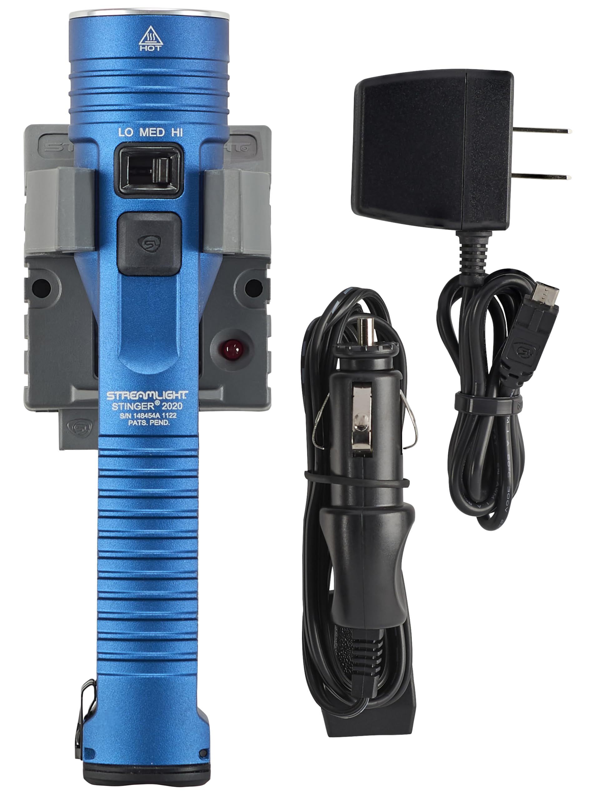 Streamlight 78131 Stinger 2020 2000-Lumen Rechargeable Professional Flashlight With 120V Ac/12V Dc 1 Holder Charger, Blue