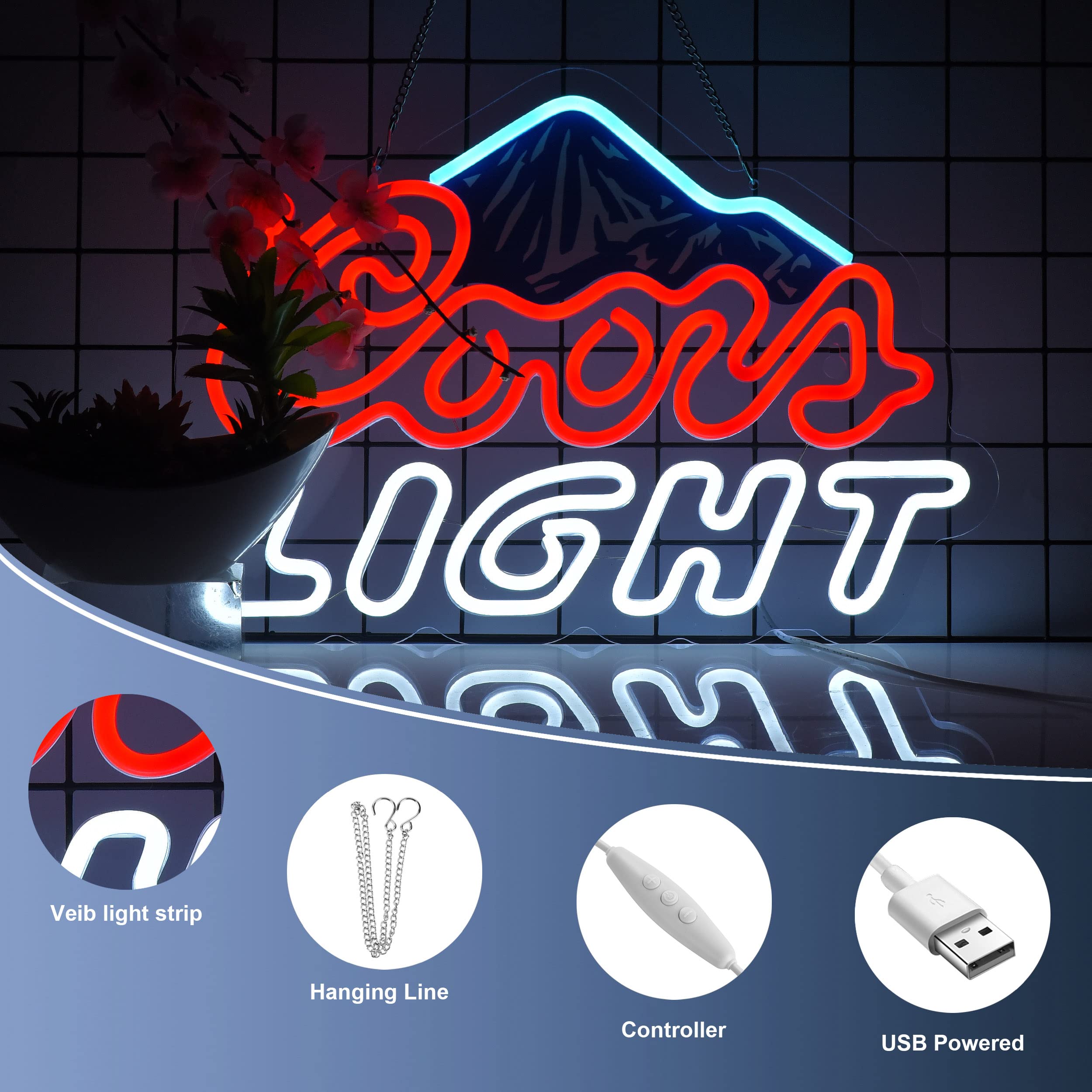 Duoweoy Neon Sign for Wall Décor, LED Dimmable Switch, Glass, Blue Red White