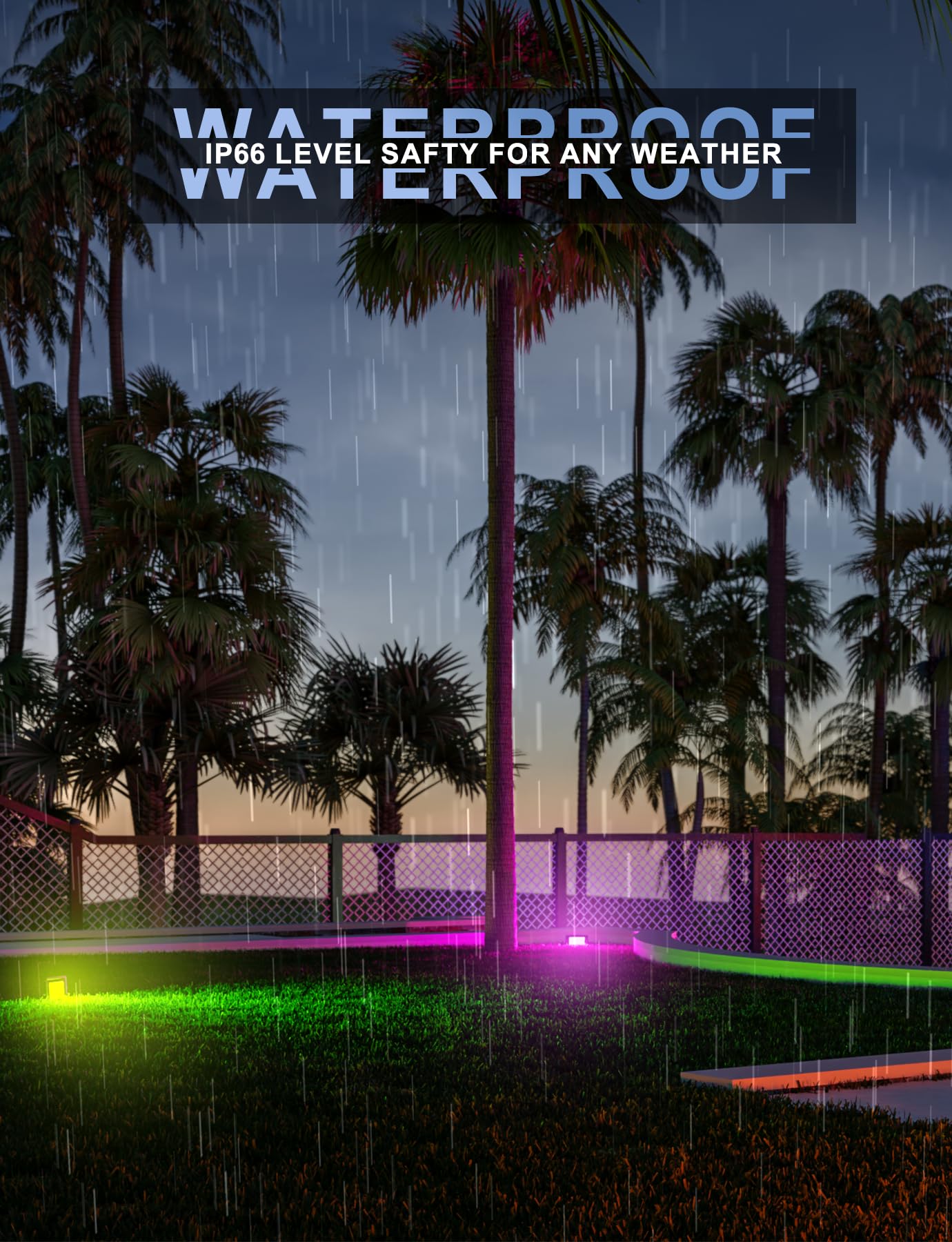 Meloght 40W RGB LED Flood Light with Remote, IP66 Waterproof, Uplighting for Indoor/Outdoor Use, Model MEFLI20
