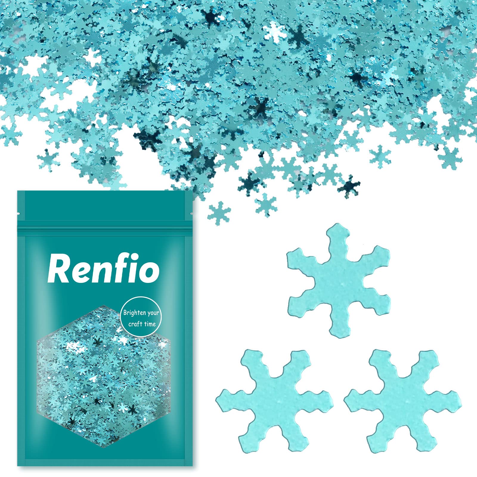 Renfio 175 Oz 50G Snowflake Confetti Glitter Snow Flakes Shape Shiny Sequin Glitters Resin Sparkle Chunky Sequins For Diy Mold A
