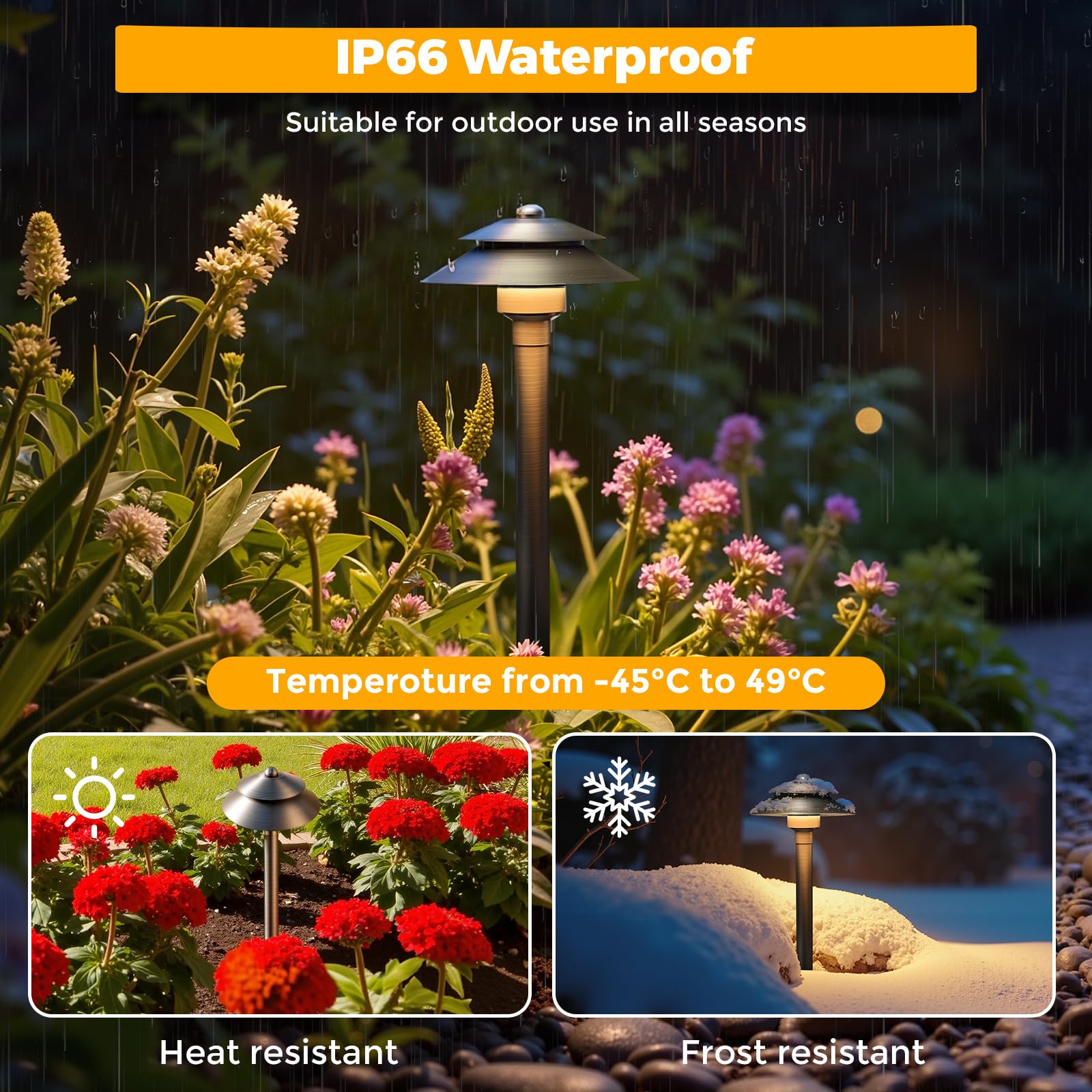 Gardencoin Solid Brass Low Voltage Landscape Pathway Lights (6 Shade  19 Tall)  12V Led Heavy Duty Path Lighting Outdoor Wired  Waterproof Antique Bronze Walkway Light Without G4 Bulb  4 Pack