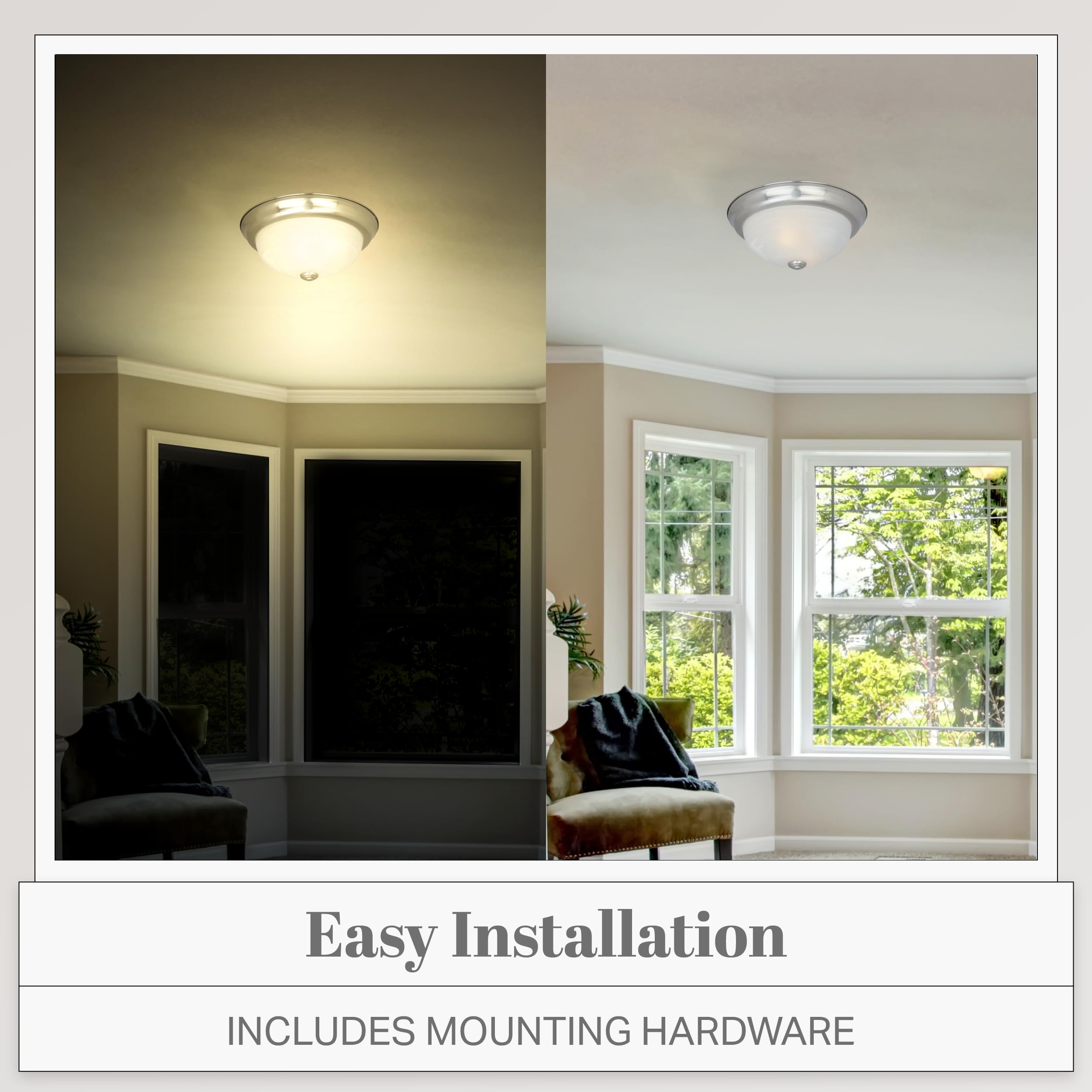 Designers Fountain 2-Light Flush Mount Ceiling Light, 13 Inch Lighting Fixture For Kitchen, Bedroom, Bathroom, And Hallway, Whit