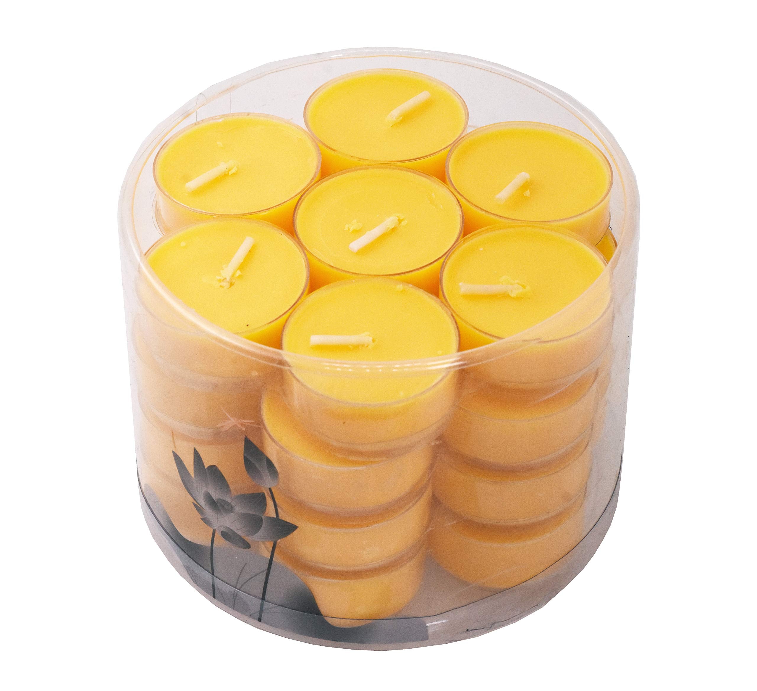 Mudra Crafts Tibetan Tealight Vanaspati Ghee Butter Lamp Candle Set For Meditation, Ceremonies, Rituals, Altars, Diwali (Clear Container)