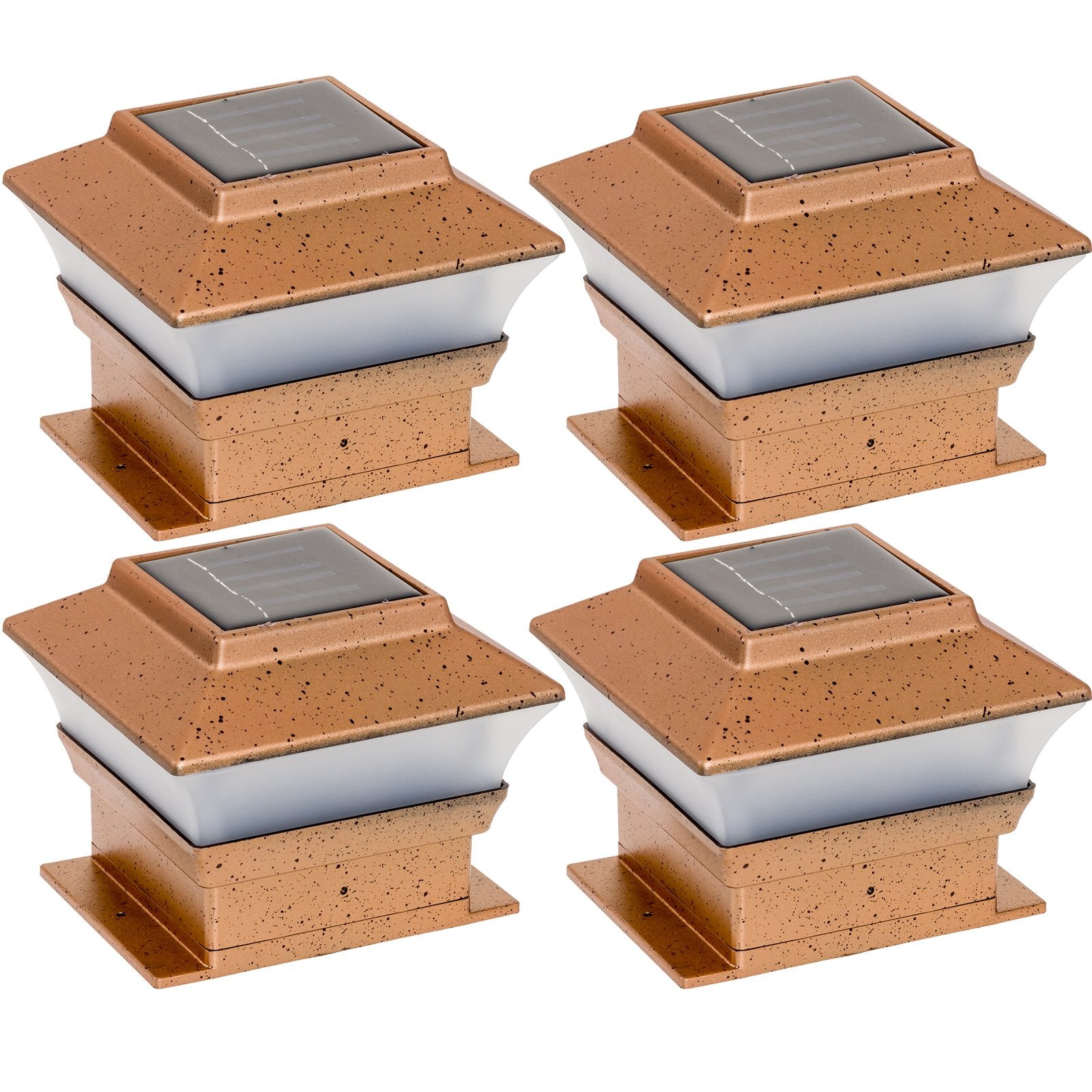 Garden Sunlight 4 Pack Solar Powered Copper Outdoor Post Lights for 4x4 Wood Posts, Model FBA_PL244