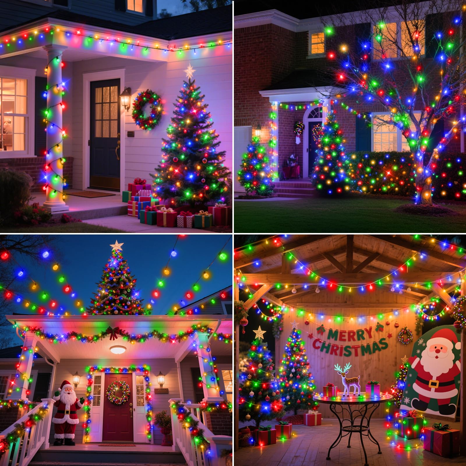 ROADAYLY Christmas Lights 500 LED 196FT Waterproof with Timer 8 Modes Multicolor Green Wire Model DAOYI02-MNO02-DAOYI