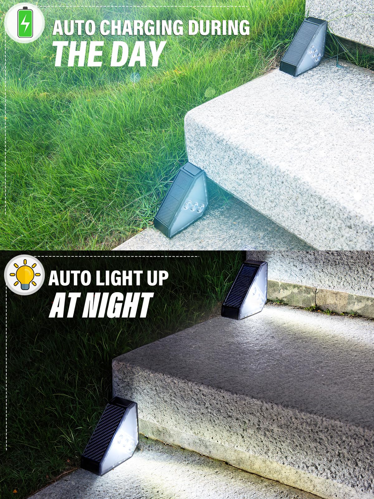 Roshwey Solar Step Lights For Outside  10 Pack Solar Stair Lights Outdoor Waterproof  Triangle Deck Step Lights Solar Powered  Outdoor Decor Lighting For Front Porch  Backyard  Patio  Cool White