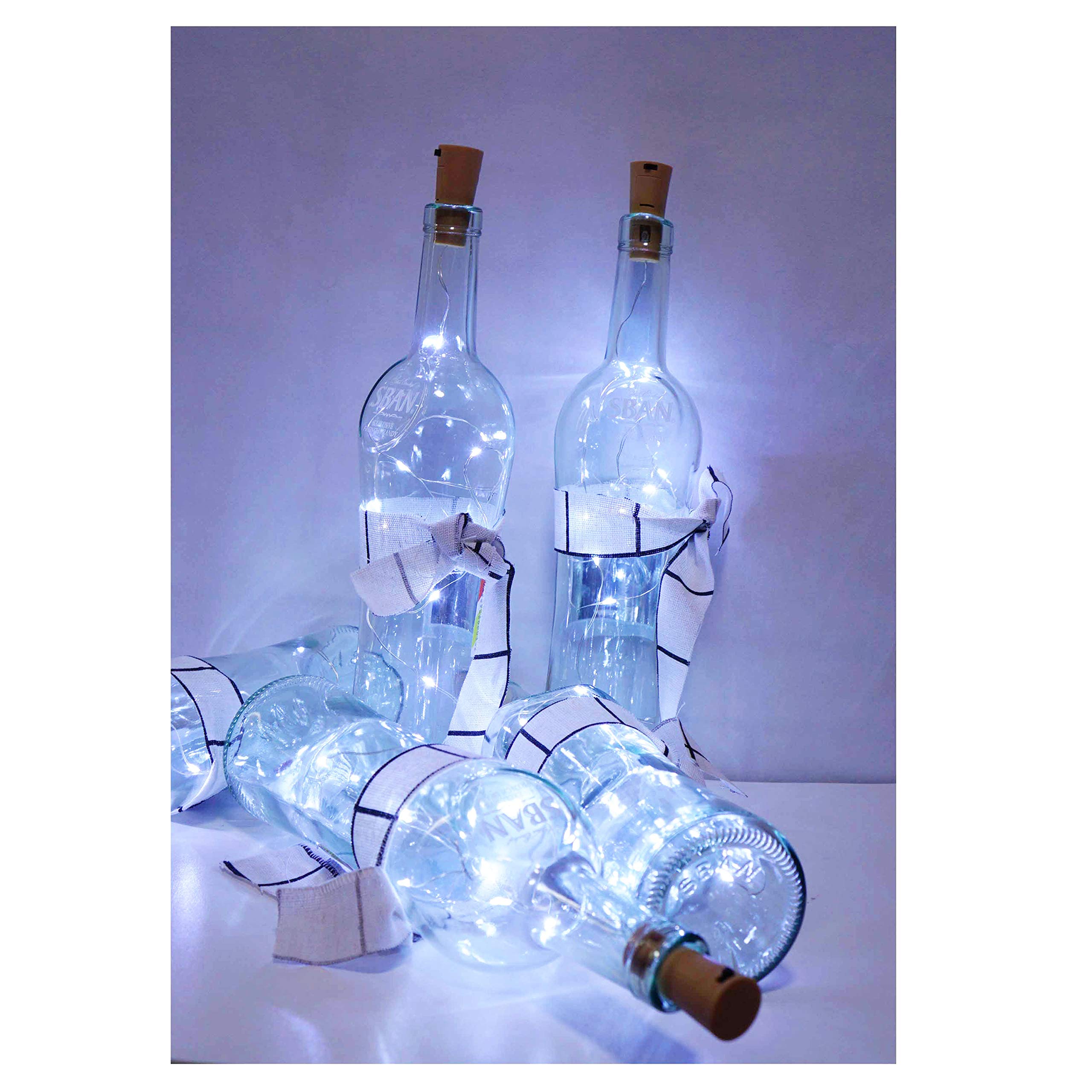 NiniTe LIGHTS 20 LED Wine Bottle Cork Lights, Battery Operated, Copper Wire, 24 Pack, Cool White
