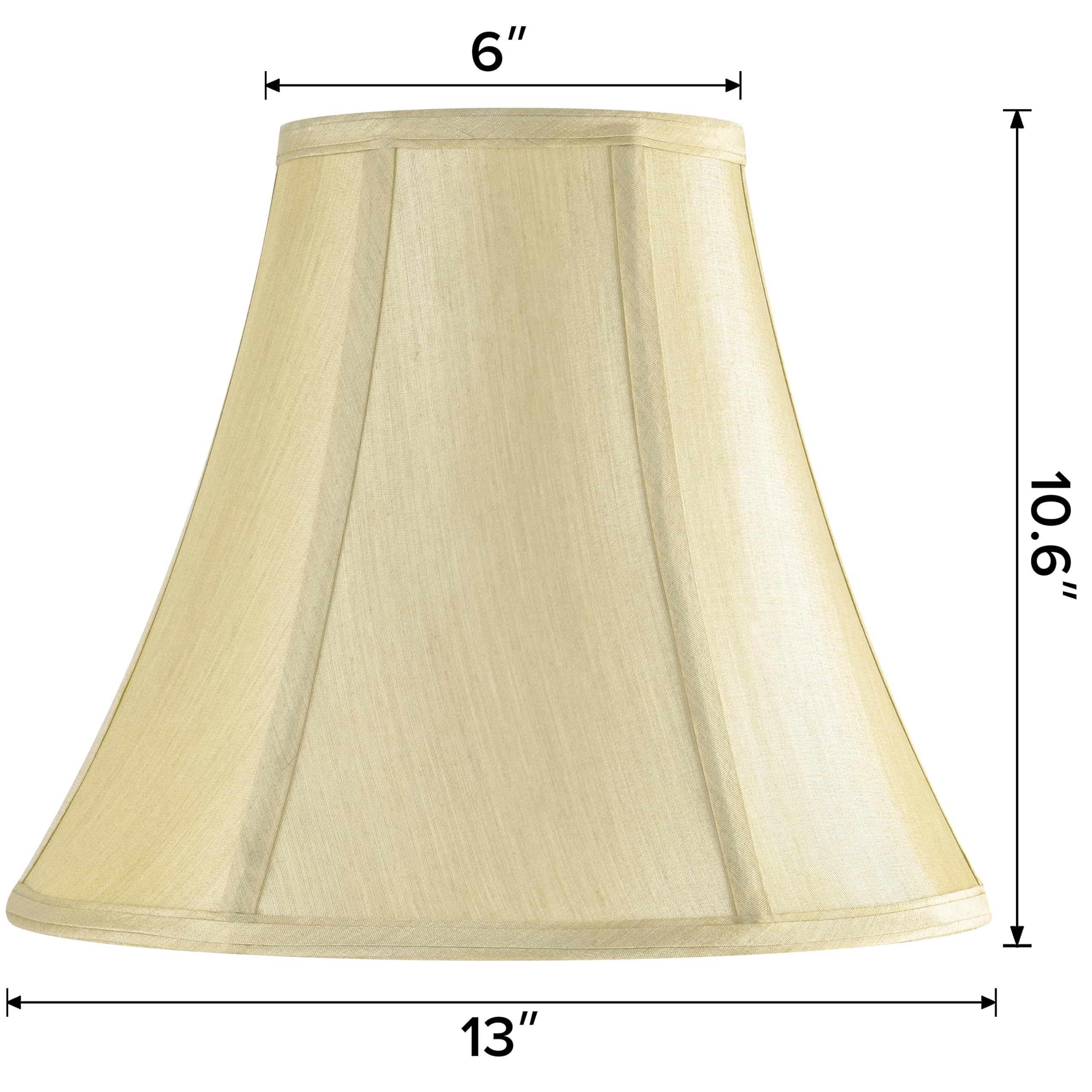 Go&So Set Of 2 Bell Lamp Shades Gold Medium Lamp Shade 6'' Top X 13'' Bottom X 10.6'' High(Spider) Side Ribbing Hand Crafted Rep