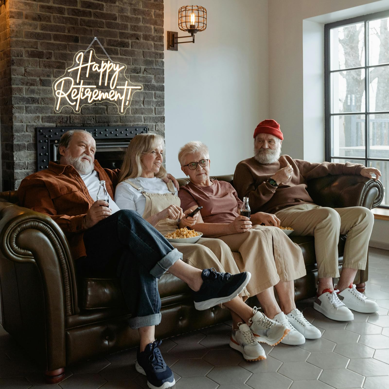 Looklight Happy Retirement Neon Sign Dimmable Neon Signs For Wall Decor Led Lights For Birthday Party Room Bedroom Decoration Celebrating Retirement Gifts Usb Powered 16.54X12.09In