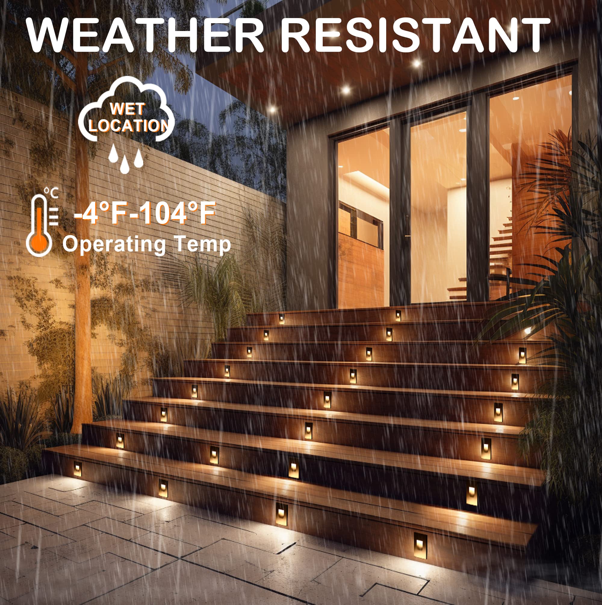 Cloudy Bay 120V Dimmable 5 Color Led Indoor Outdoor Step Light,2700K/3000K/3500K/4000K/5000K 3W 35Lm,Stair Lights,Black,6 Pack