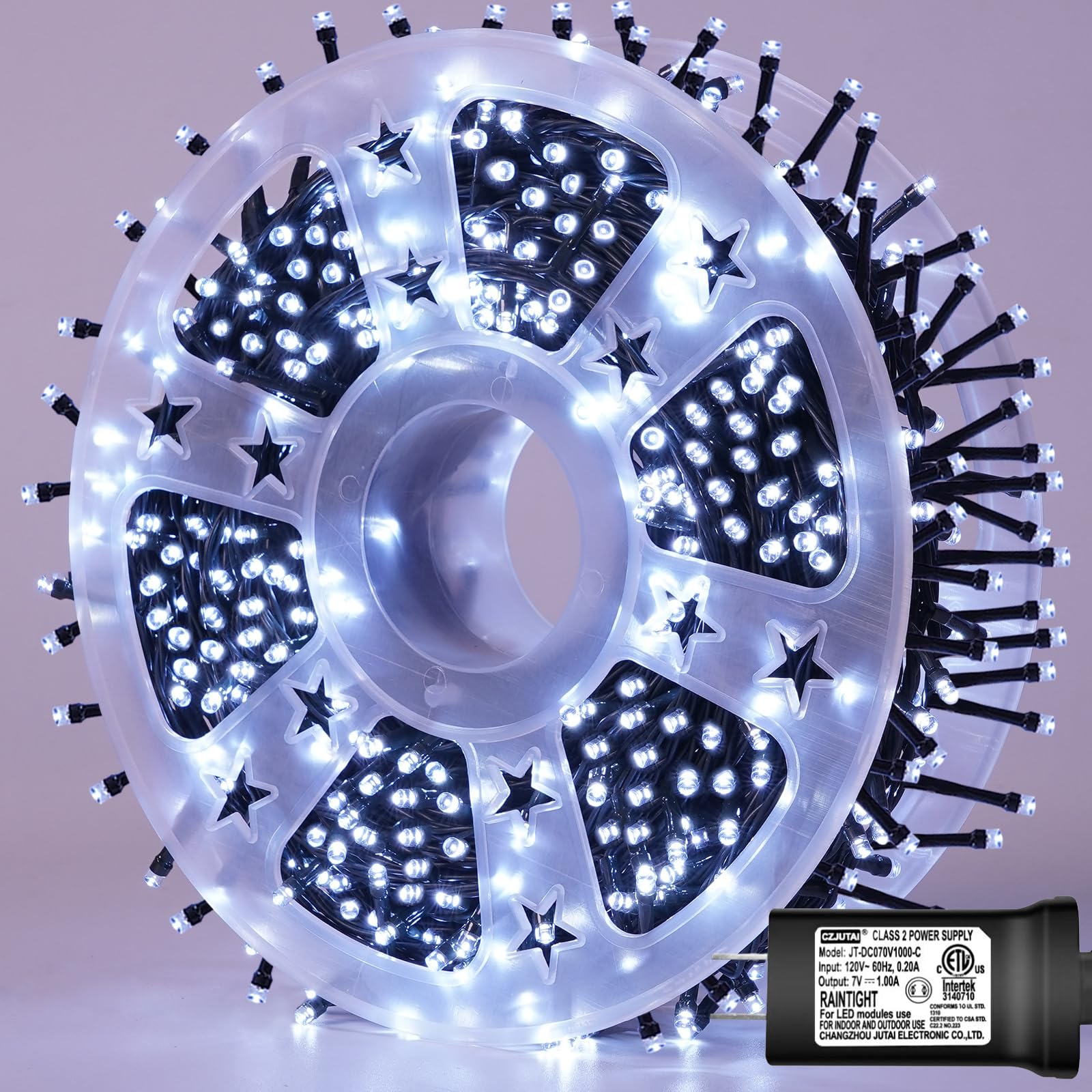 YEGUO 500 LED Christmas Lights Outdoor Waterproof, 165ft Green Wire, White, Model JT-EL/FC300V0200-C