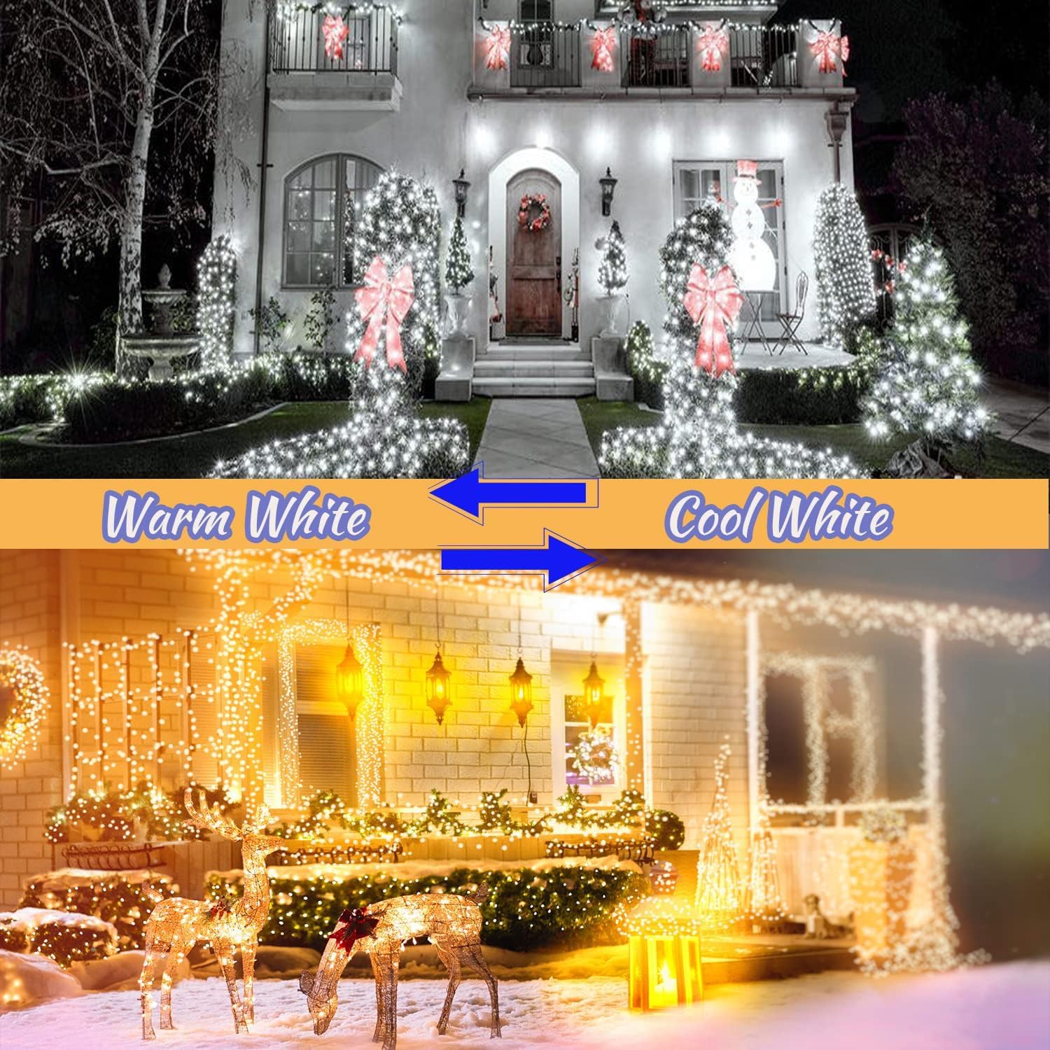 Color Changing 2-Pack Each 85FT Solar Christmas Lights Outdoor Waterproof, Upgraded 480 LED Solar String Lights Green Wire Solar