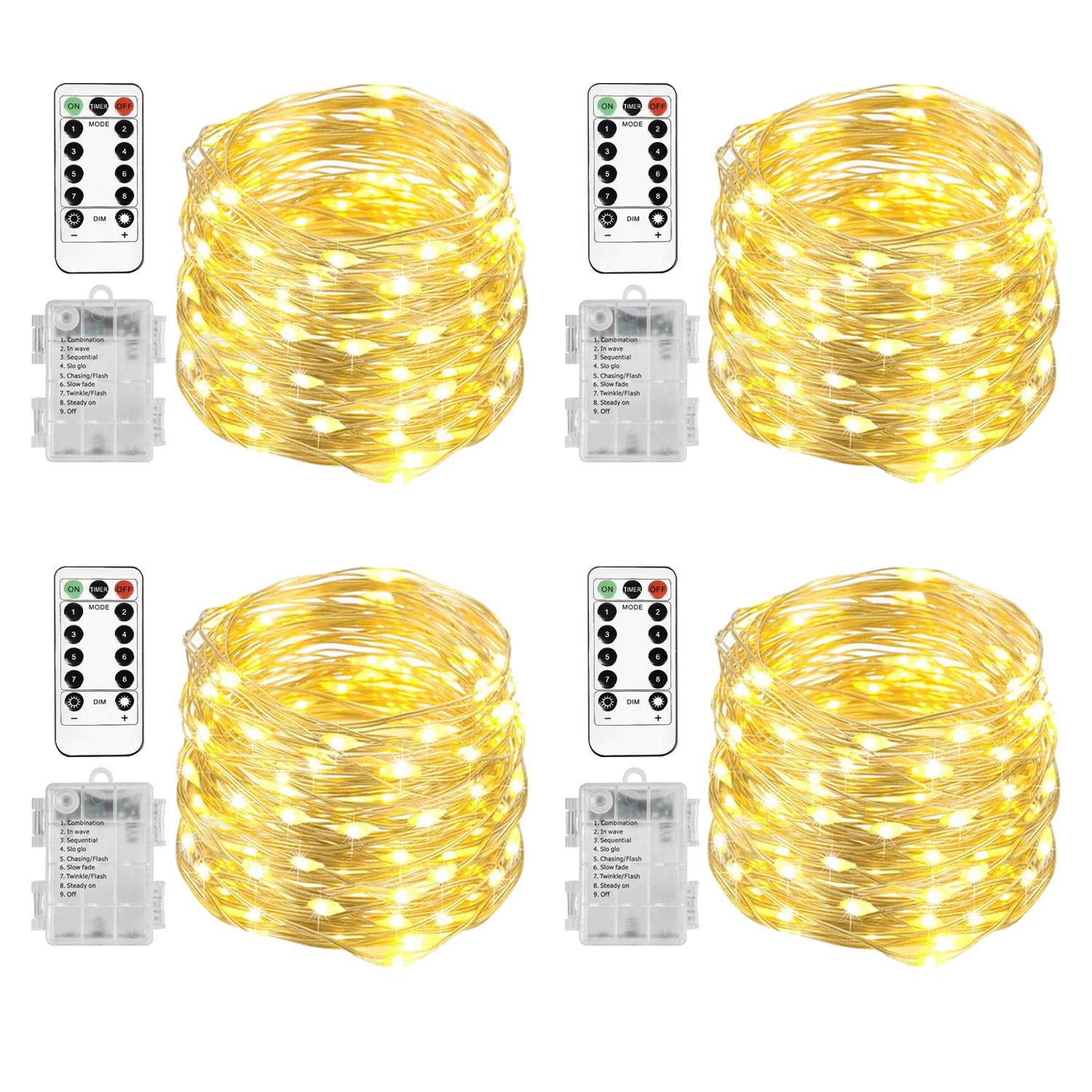 Homemory Fairy Lights 20 FT 60 LED Warm White Battery Operated with Remote Waterproof 8 Modes Model HXD6MT4NBYK