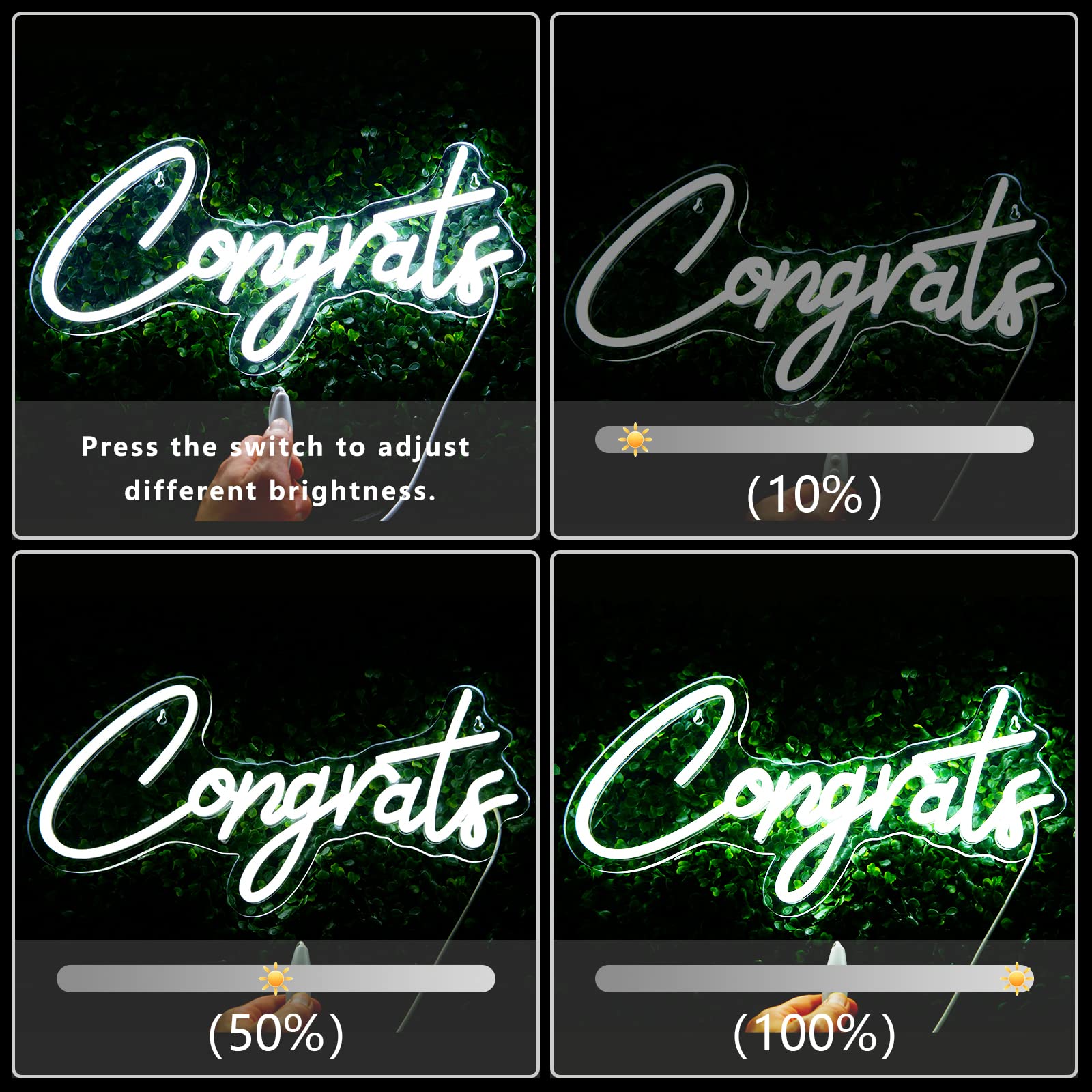 Imegina Dimmable White Congrats Neon Sign - 17.7X9 Inch Led Wall Decor For Graduation Party