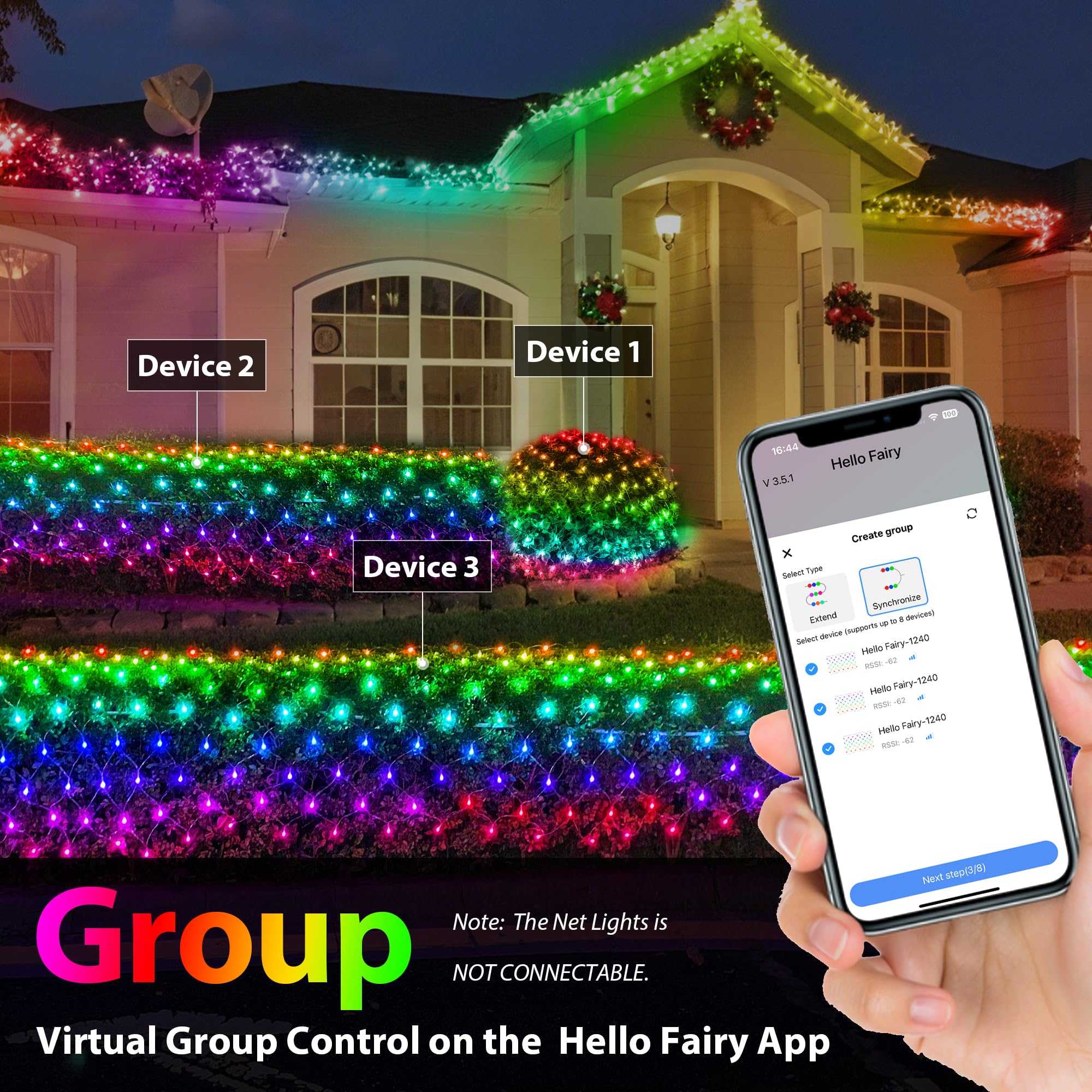 Aoycocr 4X6Ft Smart Christmas Net Lights Outdoor For Bushes  Bluetooth App Control  Rgb Connectable Bush Lights  58+ Scene Modes  Music Sync  Ip44 Waterproof For Tree Fence Holiday Xmas Decorations