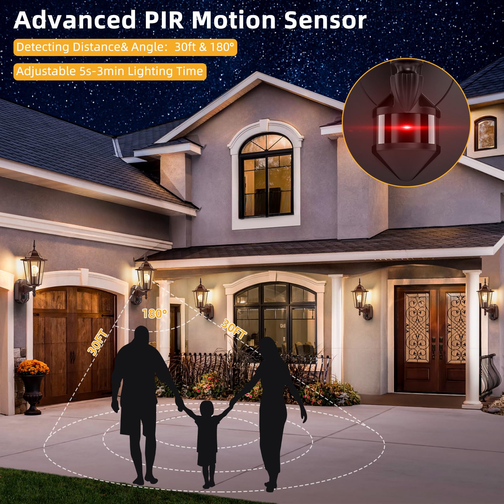 Lamomo 2 Pack Motion Sensor Outdoor Lights, Upgrade Dusk To Dawn Bronze Outdoor Light Fixture Wall Mounted, 100% Anti-Rust Alumi