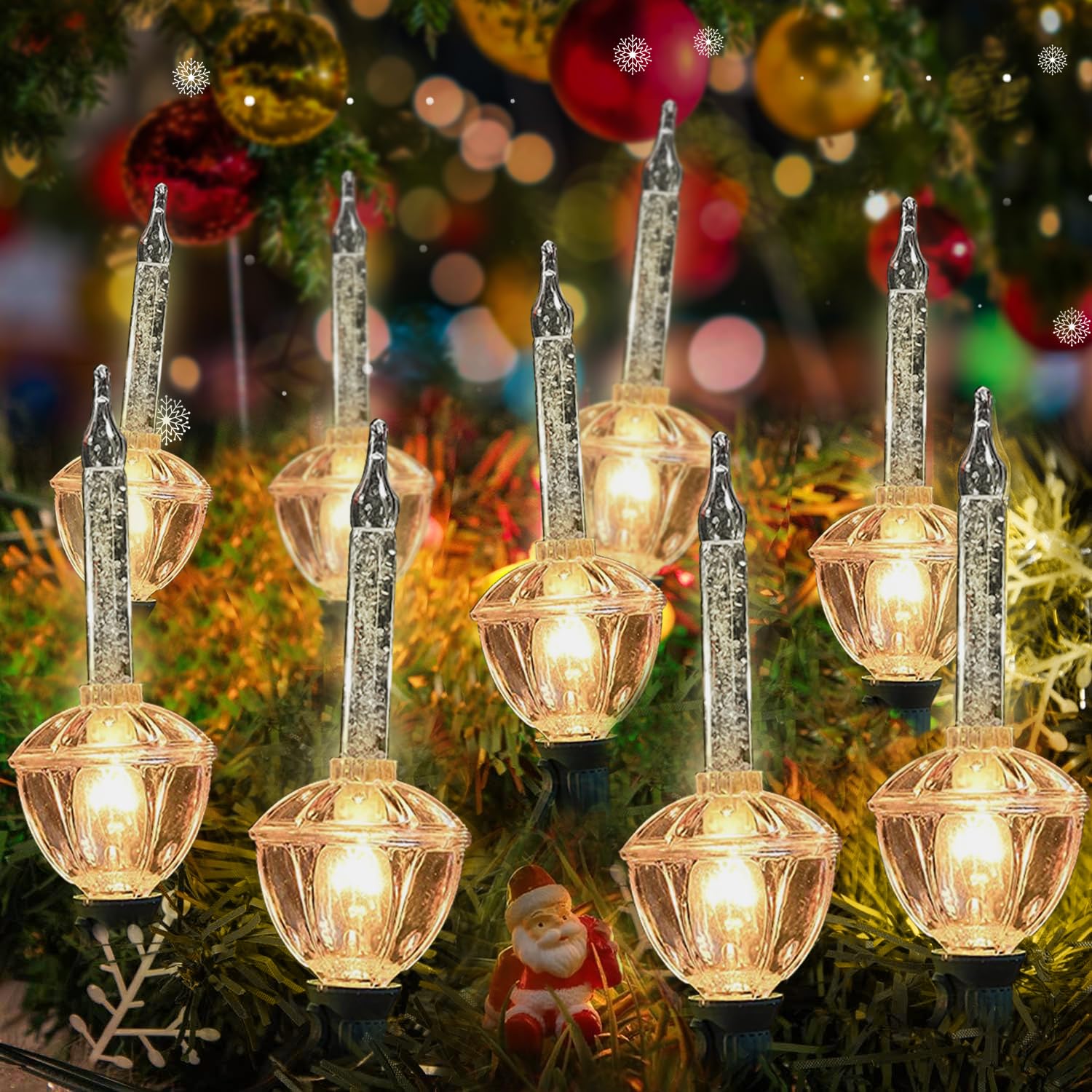 Christmas Bubble Lights Silver Glitter String Lights with 10 Bulbs (1 Spare Bulbs),9FT Bubble Lights with C7/E12 Base, Traditional Christmas Lighting for Christmas Tree Xmas Party Holiday Decor