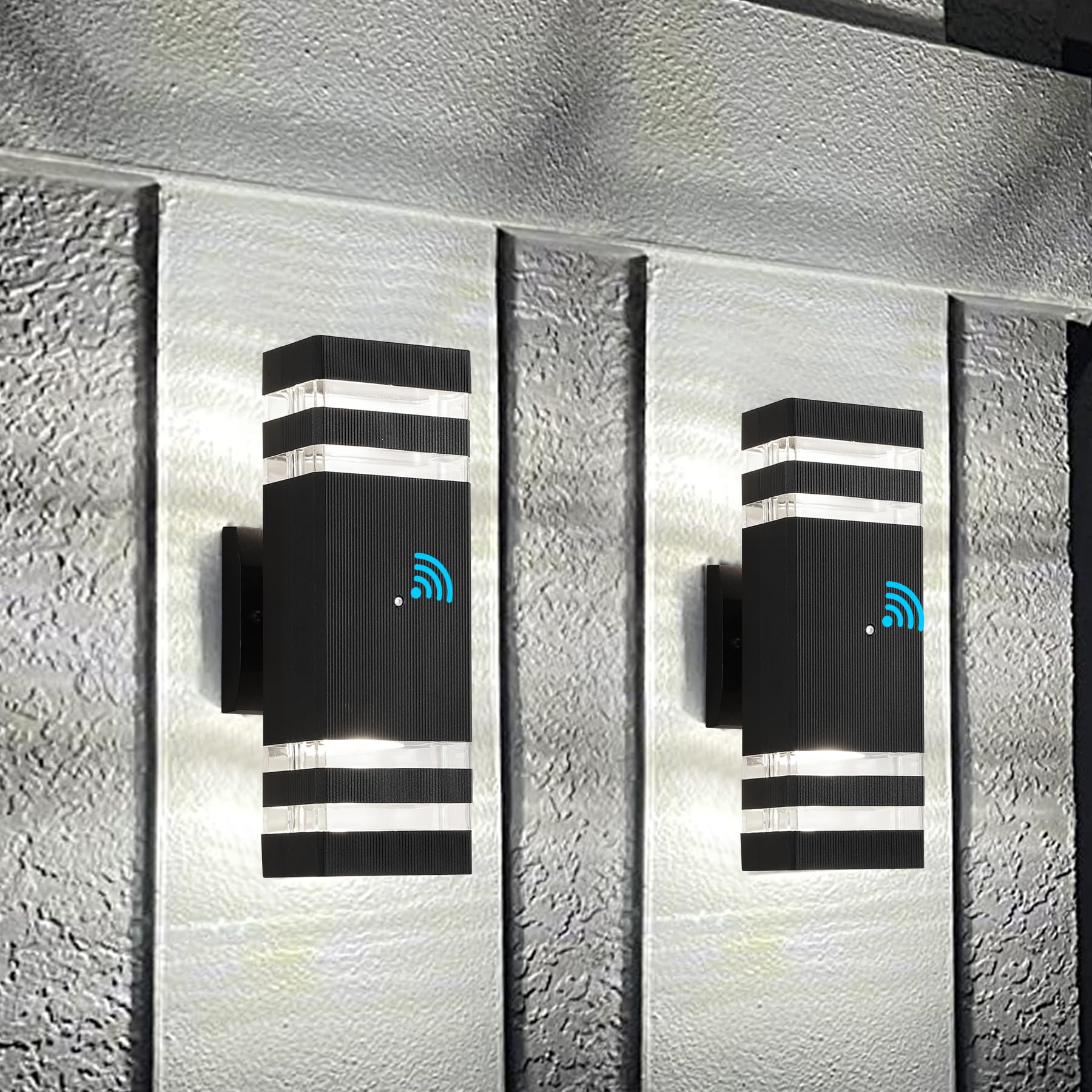 Zsmaiku Dusk To Dawn Outdoor Wall Light, Waterproof Black 18.3&quot; With 4 Led Bulbs