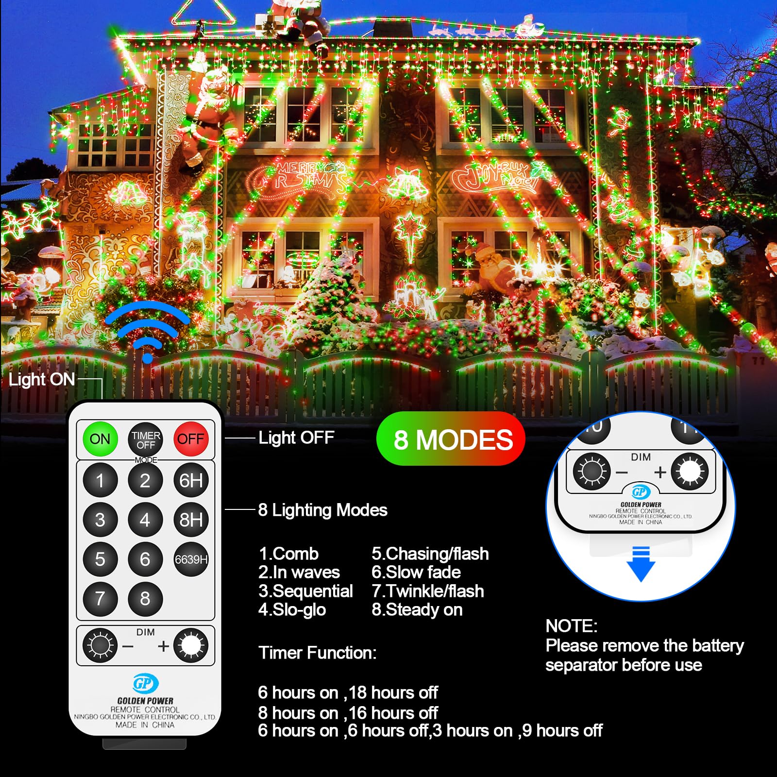 394Ft 1000 Led Christmas Lights Outdoor String Lights 8 Modes & Timer Twinkle Fairy Lights Plug In Waterproof Led String Lights