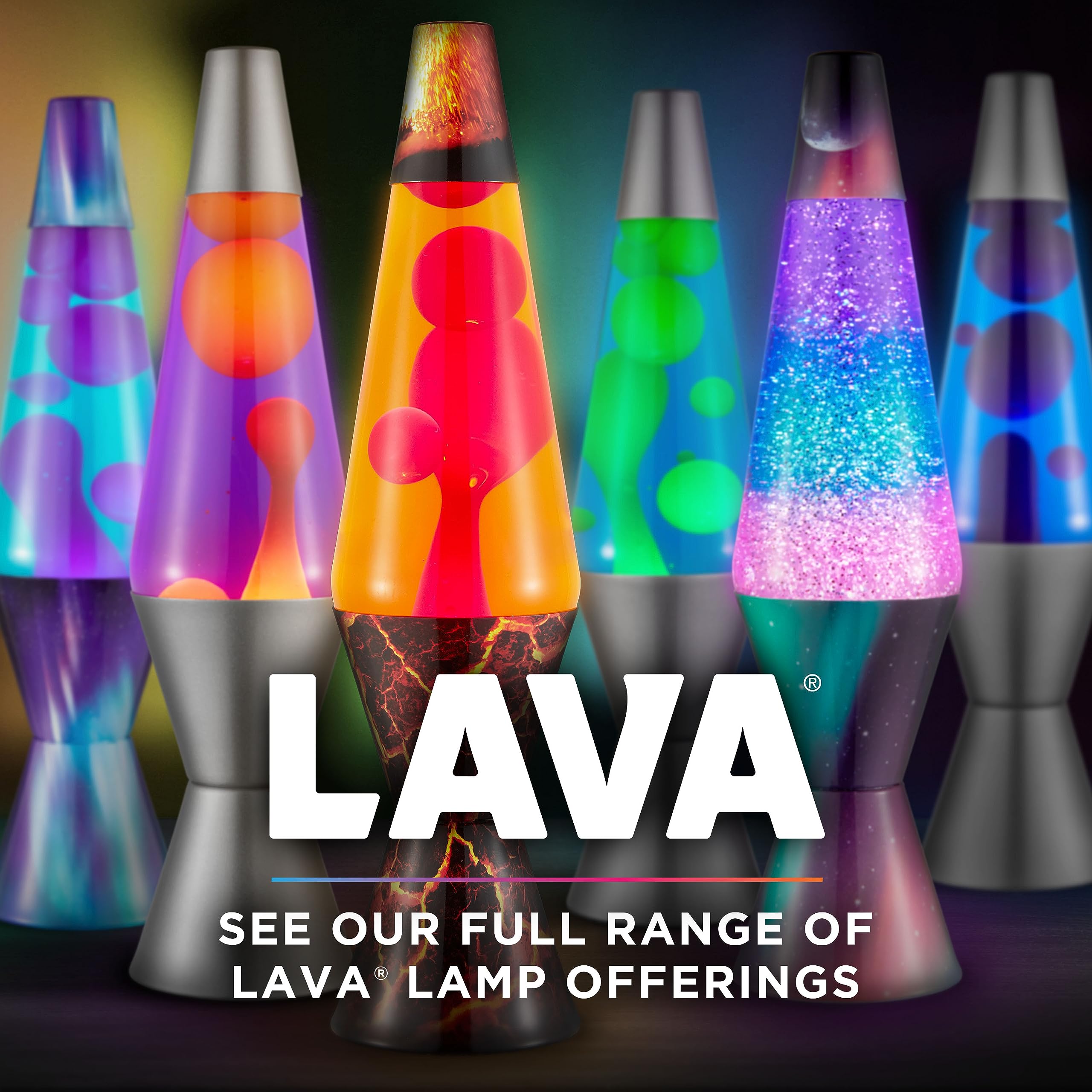 Lava® Lamp - Original Motion Light - 14.5" Glass - Purple Sunset - Yellow Wax - Model 26350400US